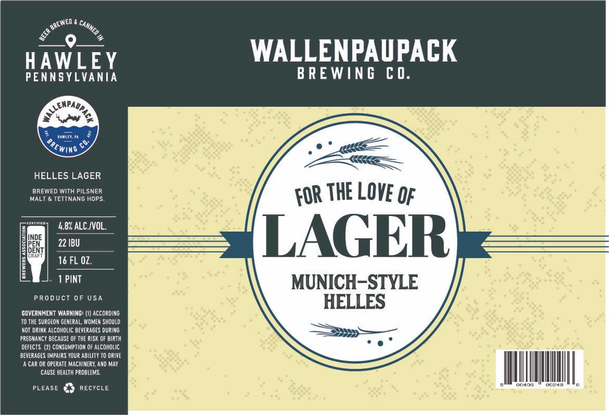 For the Love of Lager by Wallenpaupack Brewing Co. - beer label