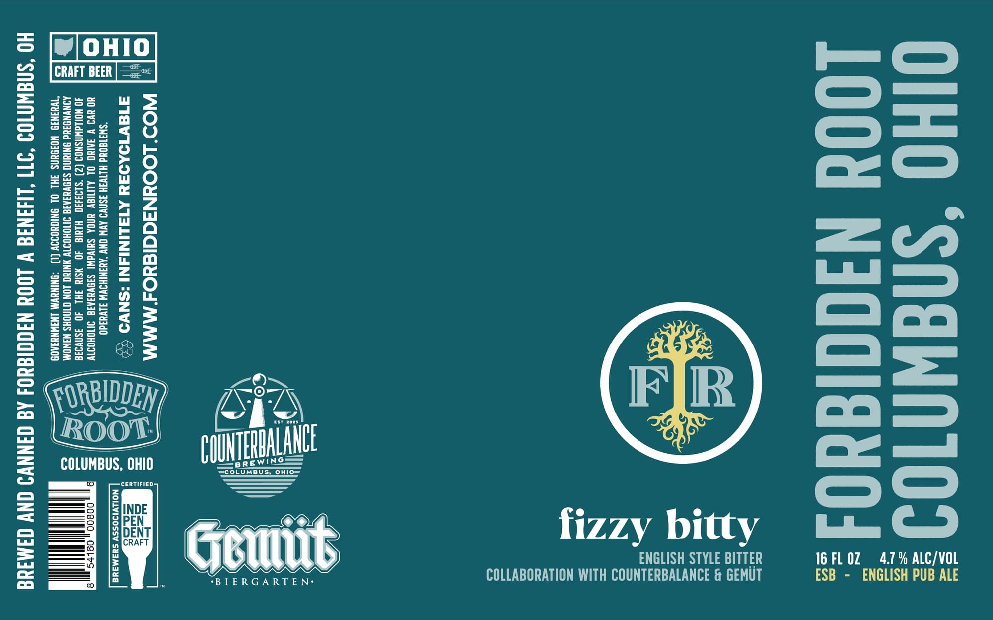 Fizzy Bitty by Forbidden Root - beer label