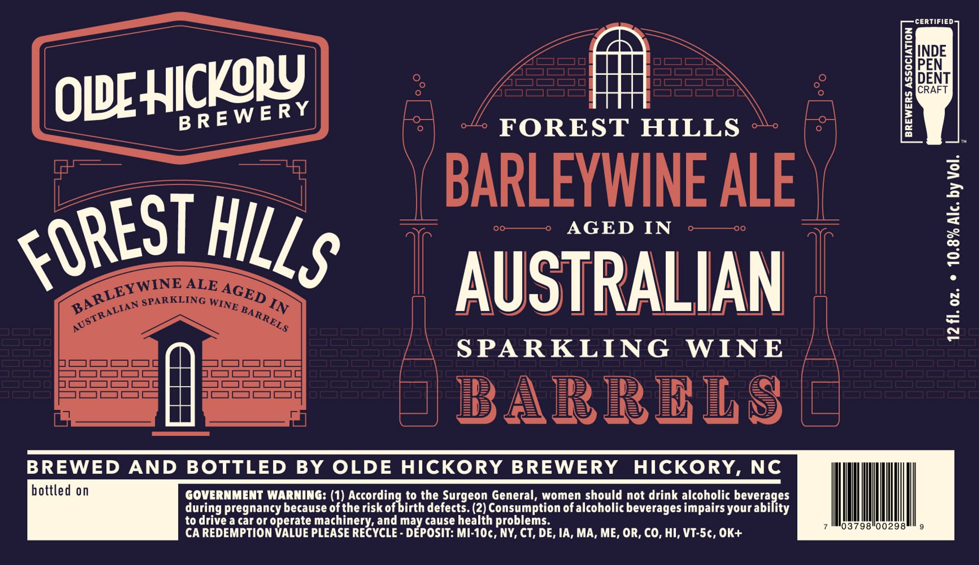 Forest Hills Barleywine Ale by Olde Hickory Brewery - beer label