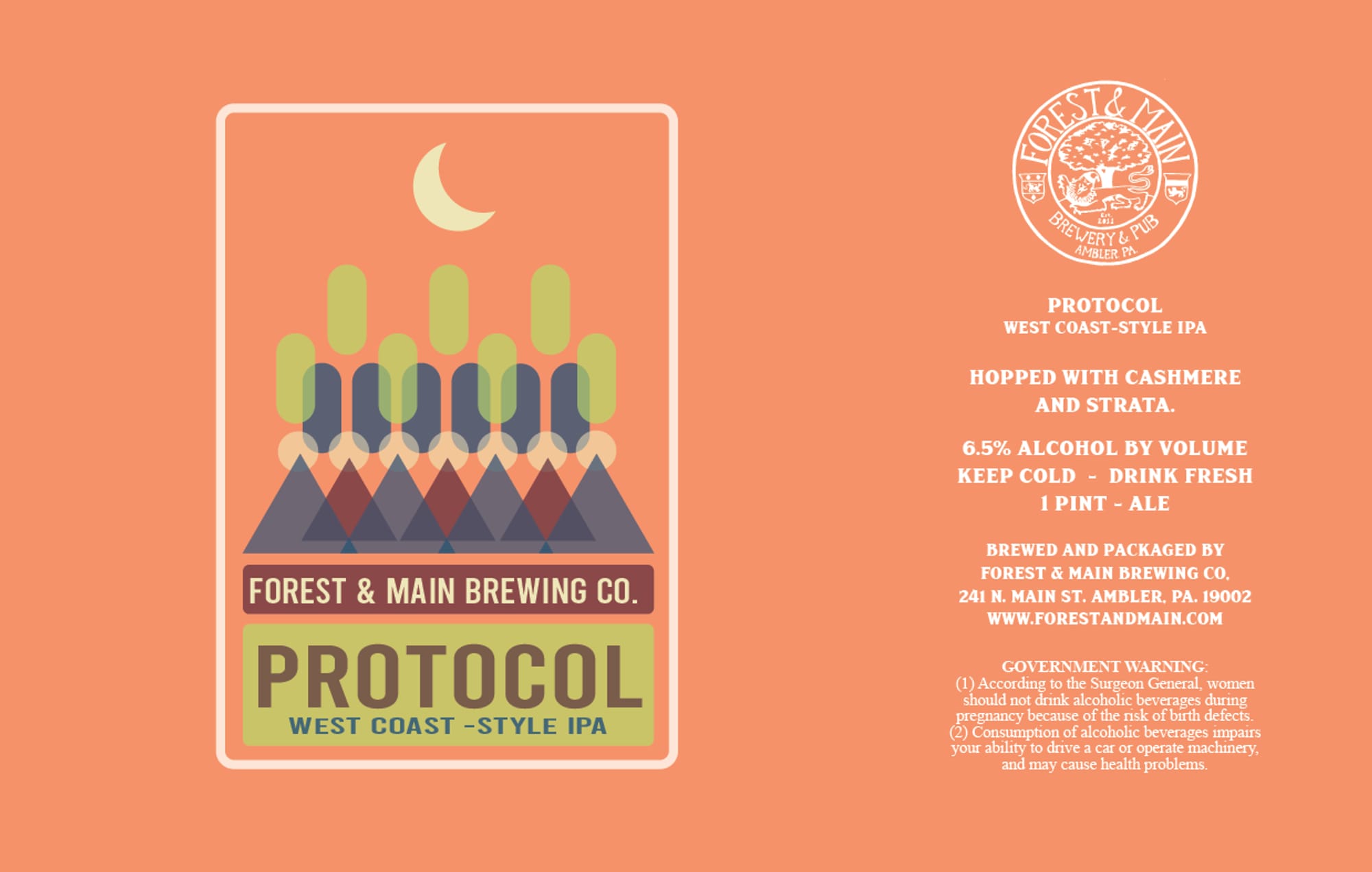 Protocol by Forest & Main Brewing Co. - beer label