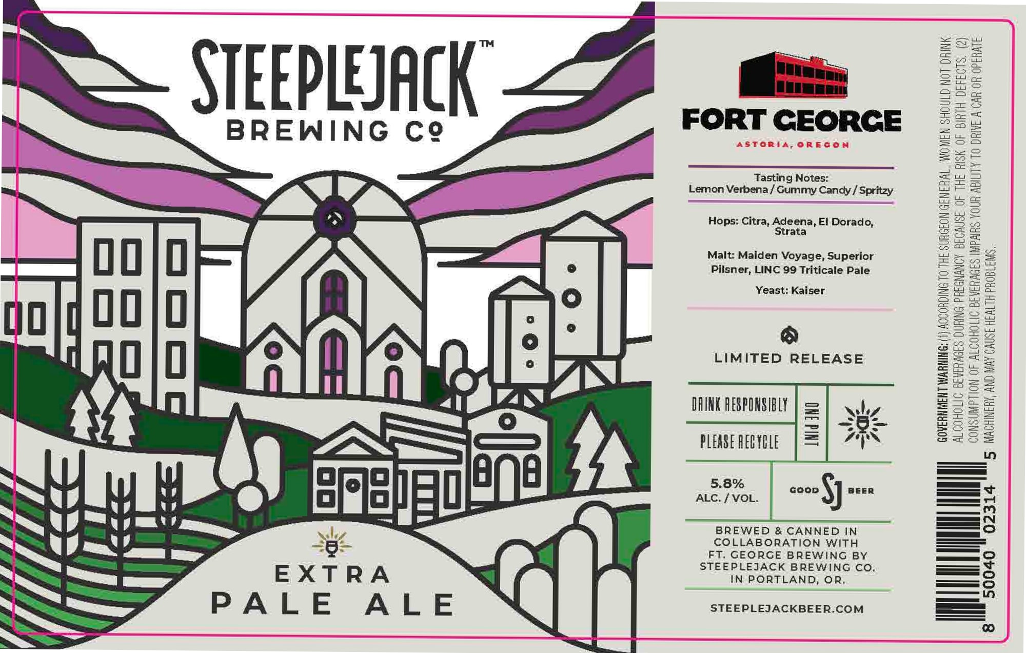 Fort George Extra Pale Ale by Steeplejack Brewing Co. - beer label