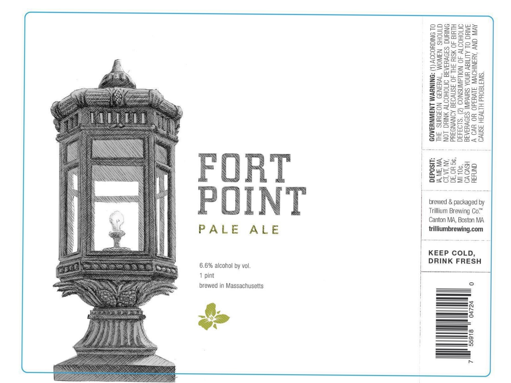 Fort Point Pale Ale by Trillium Brewing Company - beer label