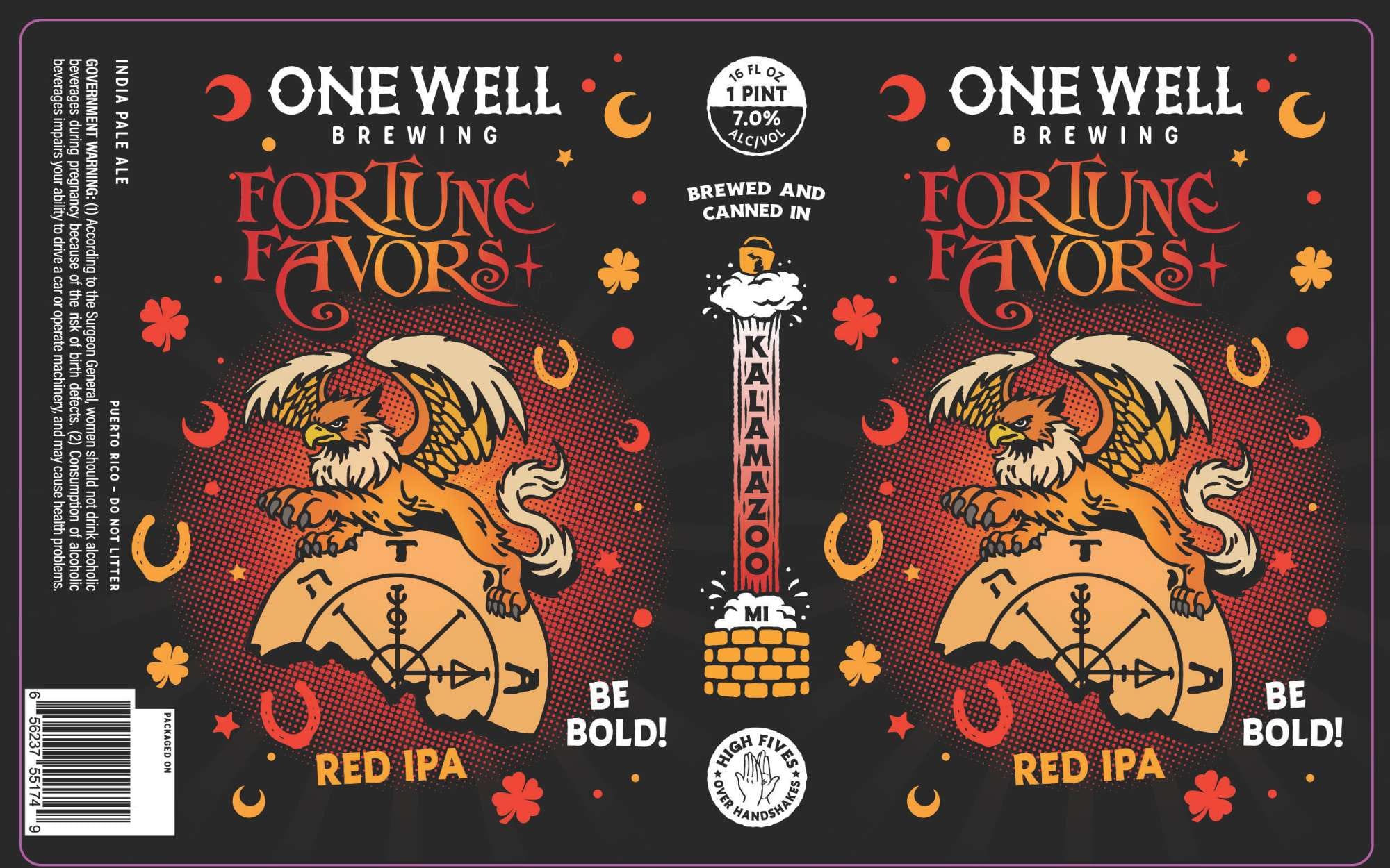 Fortune Favors by One Well Brewing - beer label