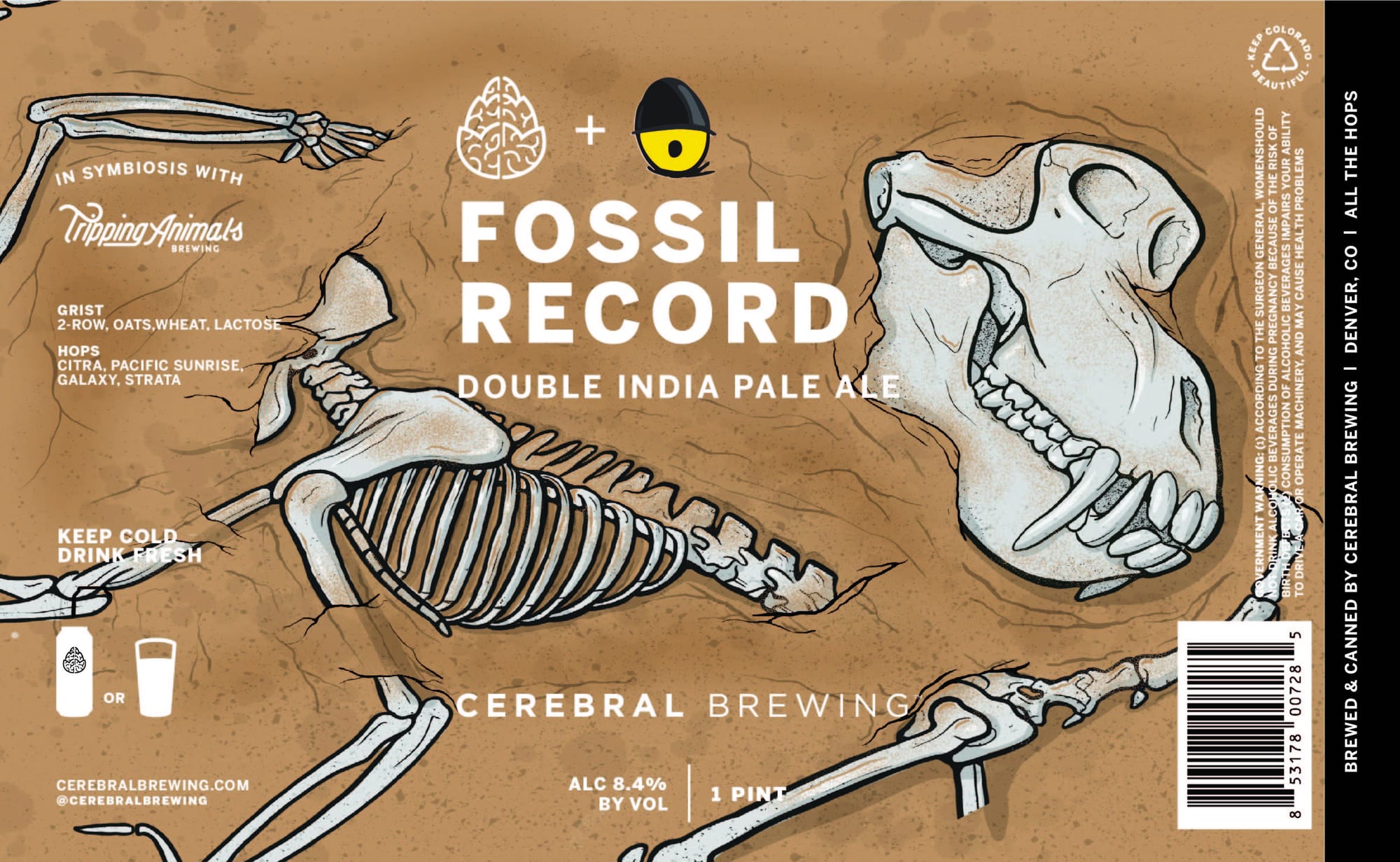 Fossil Record by Cerebral Brewing - beer label