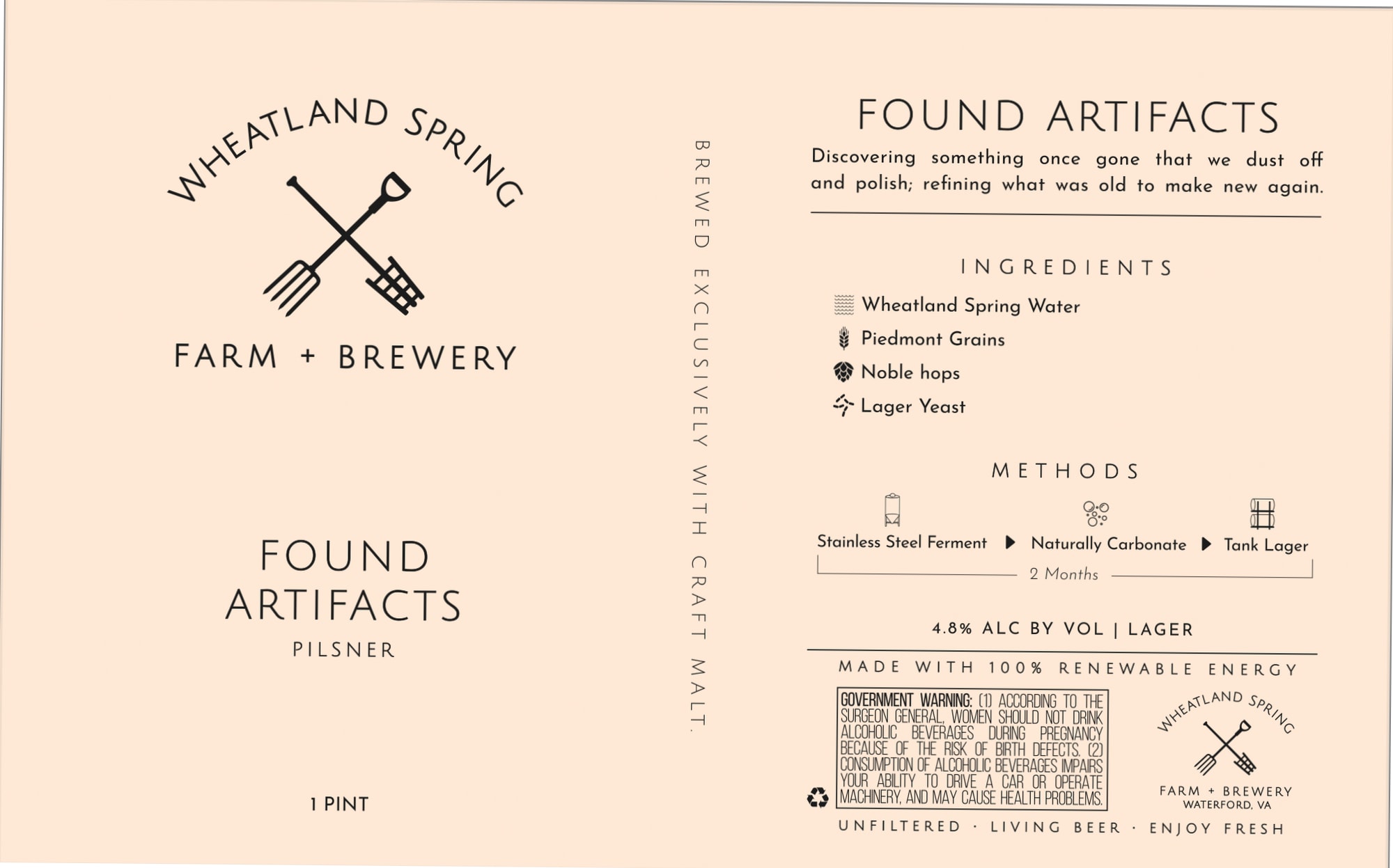 Found Artifacts Pilsner by Wheatland Spring Farm + Brewery - beer label