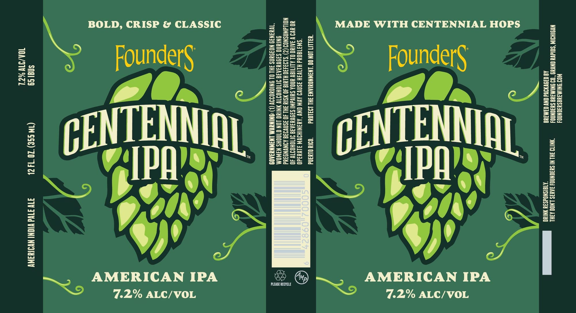 Centennial IPA by Founders Brewing Co. - beer label