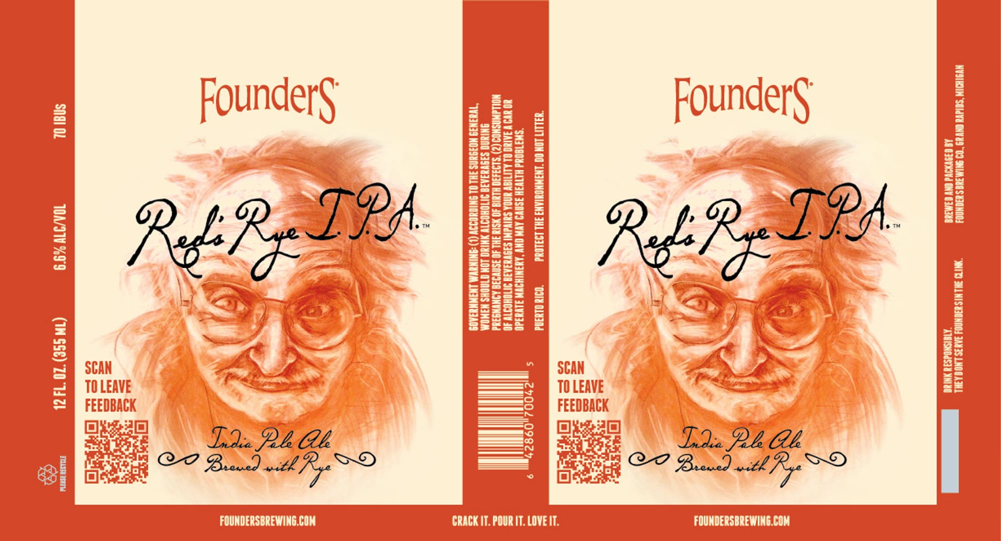 Red Rye IPA by Founders Brewing Co. - beer label