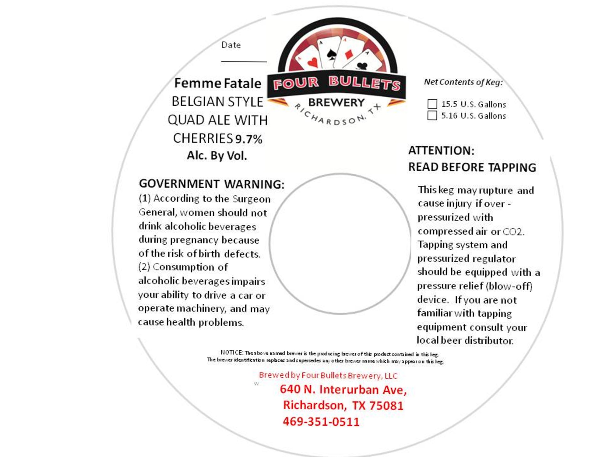 Femme Fatale by Four Bullets Brewery - beer label