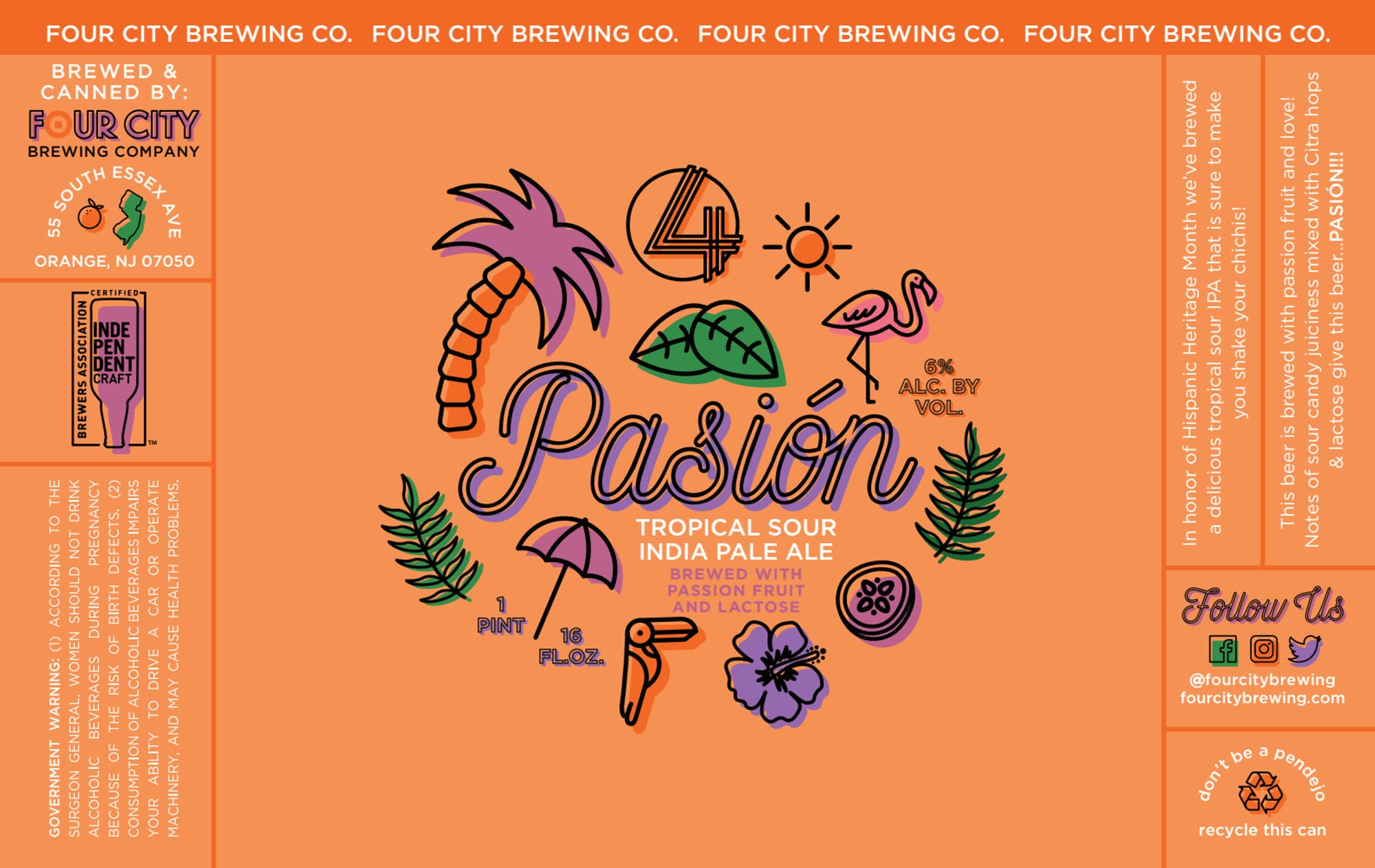 Pasión by Four City Brewing Co. - beer label