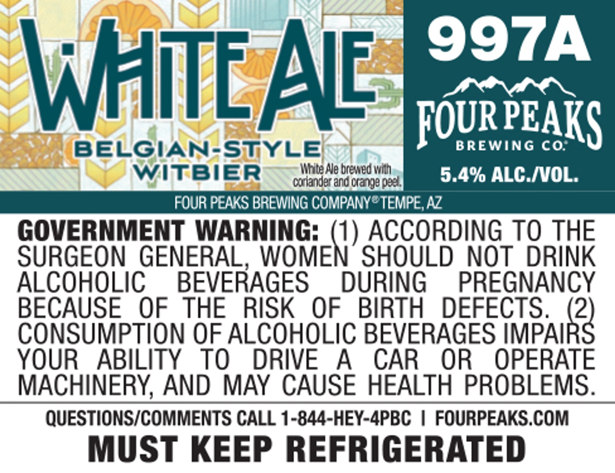White Ale by Four Peaks Brewing Co. - beer label