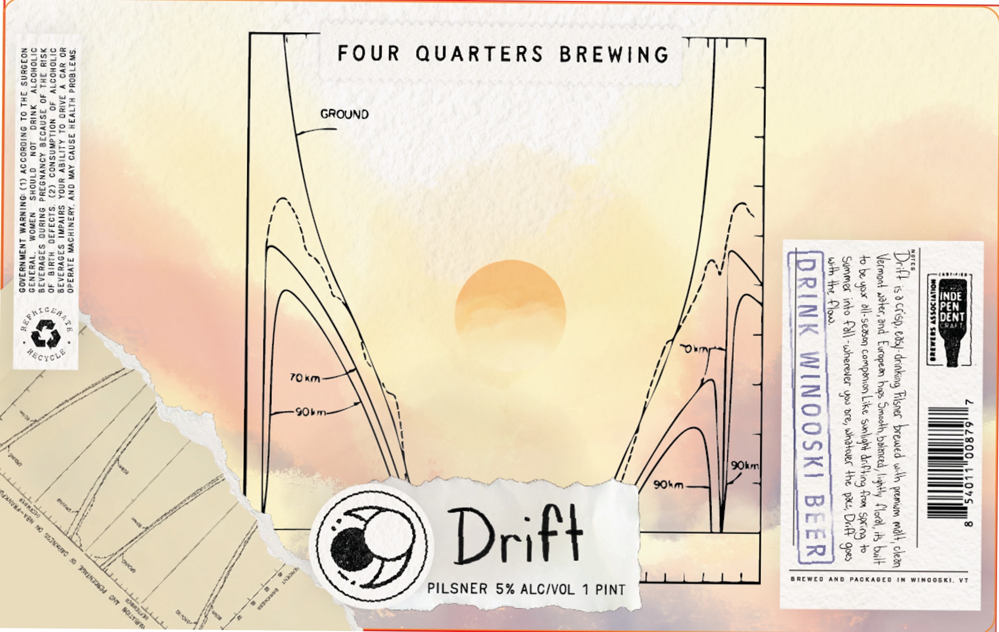 Winoski Beer by Four Quarters Brewing - beer label