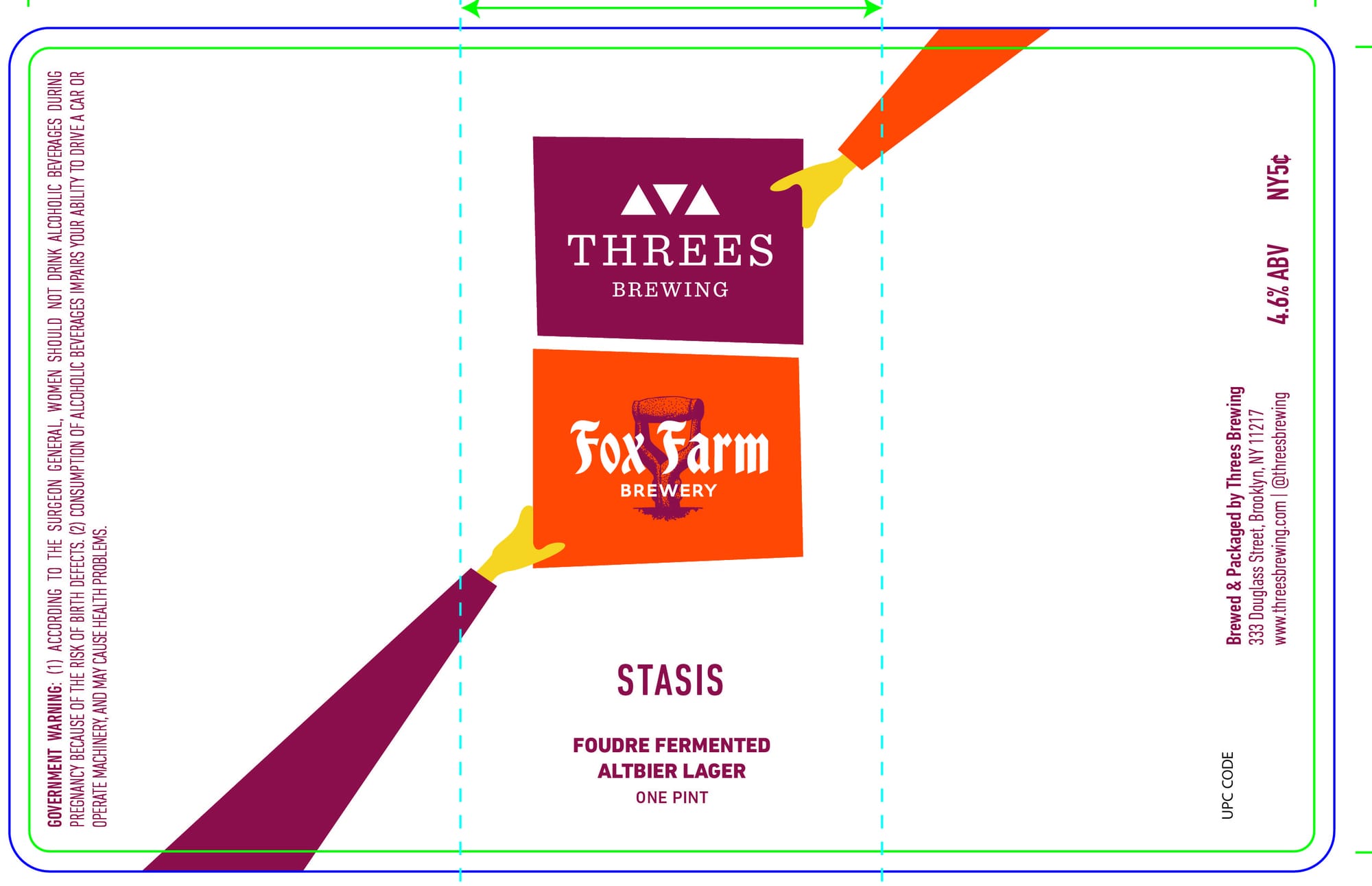 Fox Farm Stasis by Threes Brewing - beer label