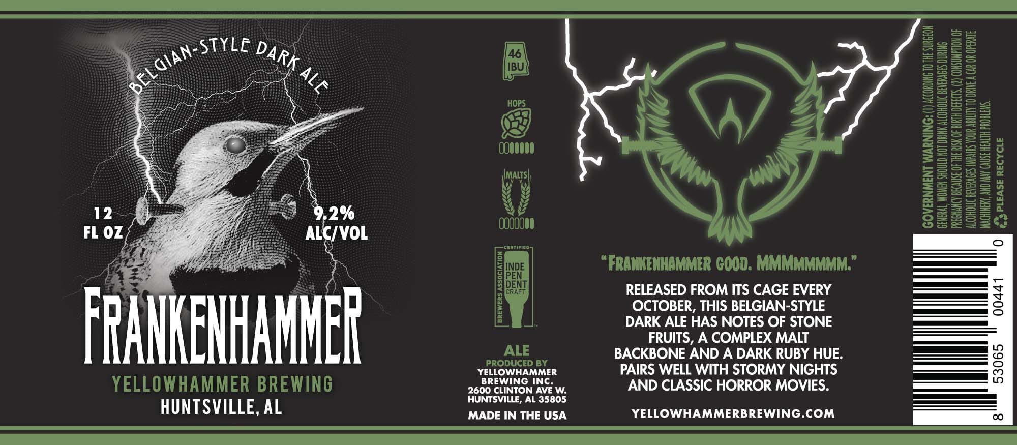 Frankenhammer by Yellowhammer Brewing - beer label
