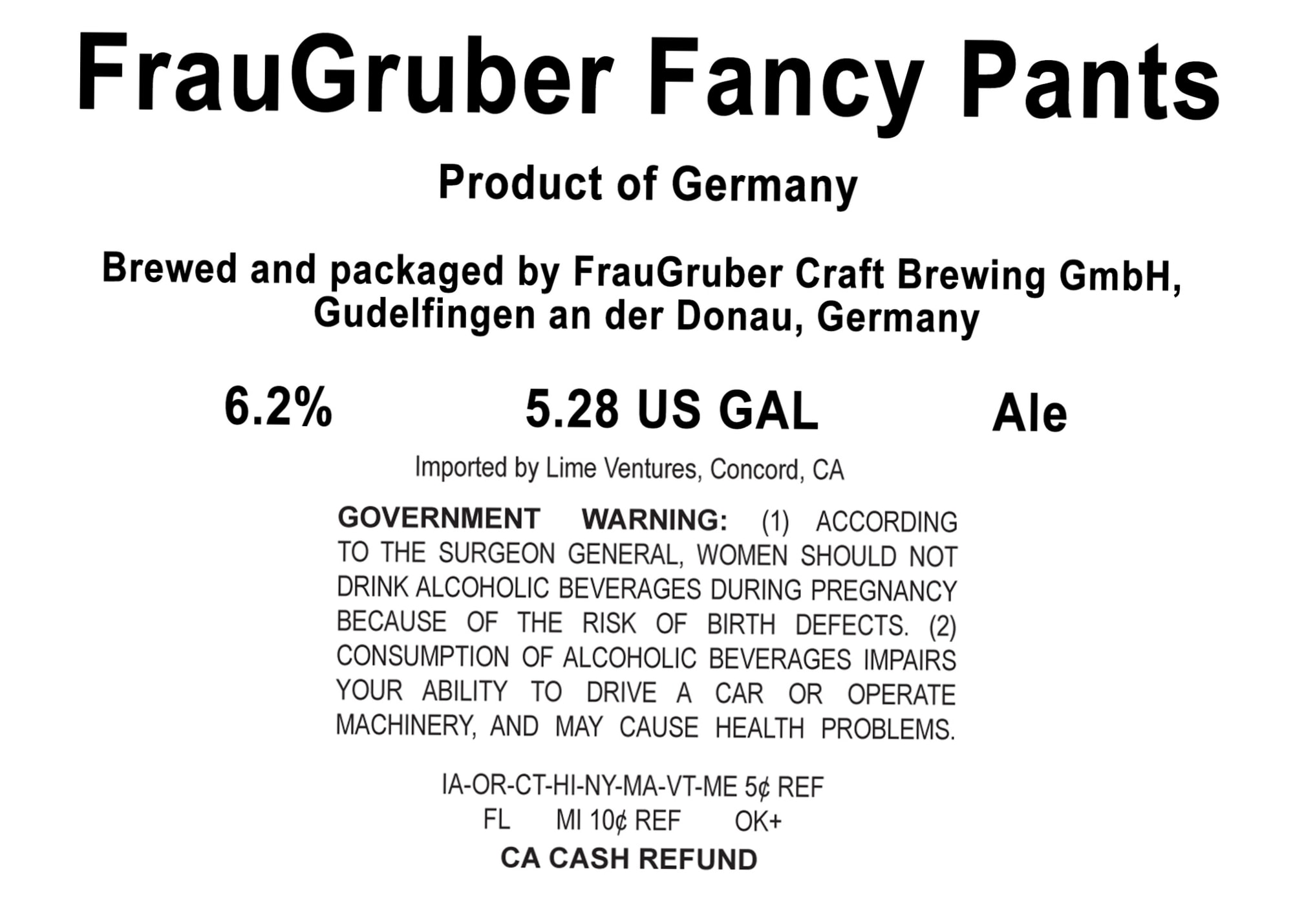 FrauGruber Fancy Pants by FrauGruber Craft Brewing GmbH - beer label