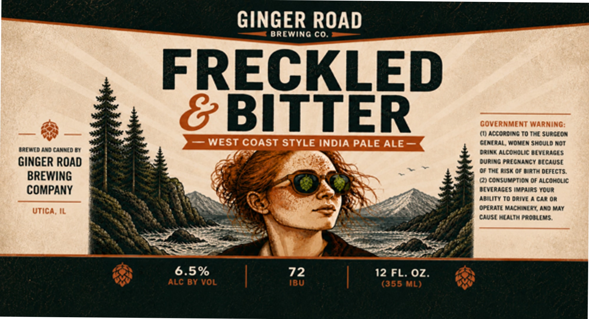 Freckled & Bitter by Ginger Road Brewing Co. - beer label