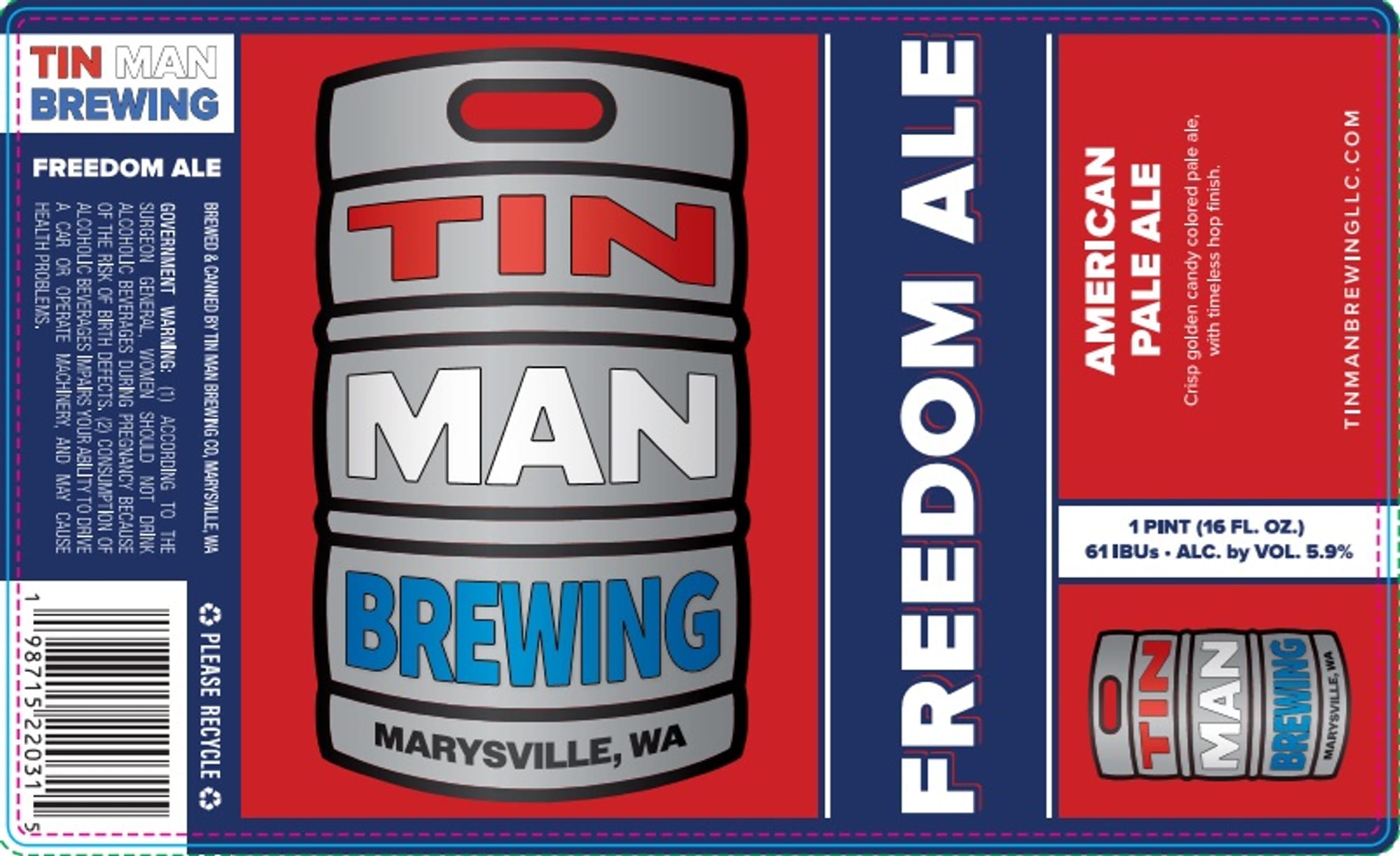 Freedom Ale by Tin Man Brewing - beer label
