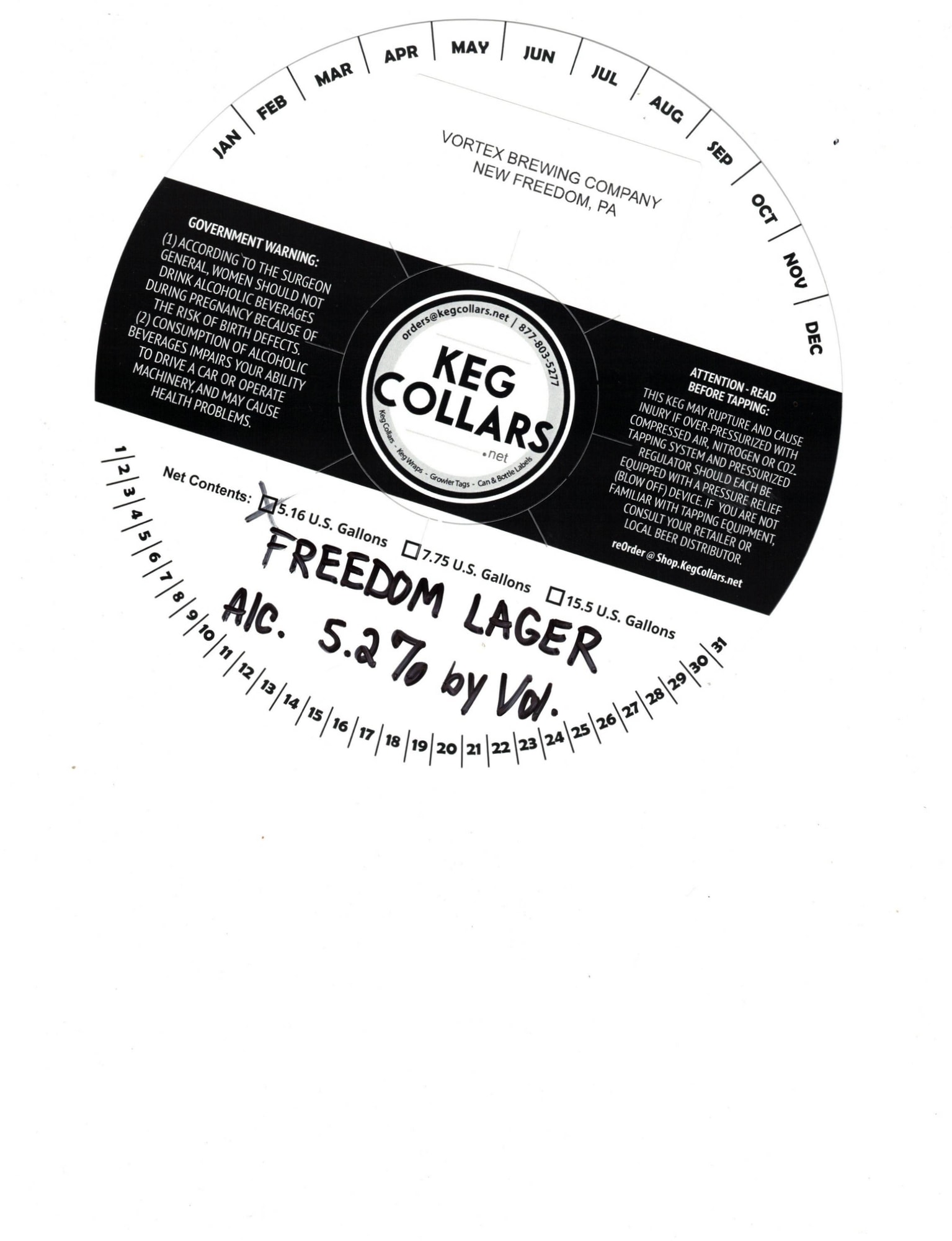 Freedom Lager by Vortex Brewing Company - beer label