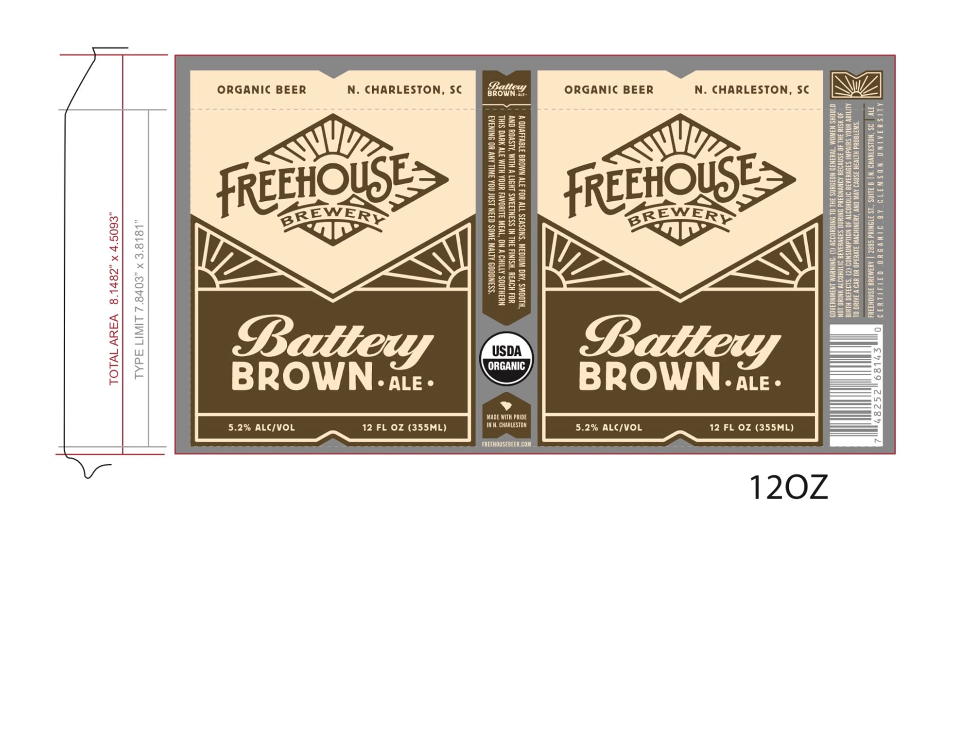 Battery Brown Ale by Freehouse Brewery - beer label