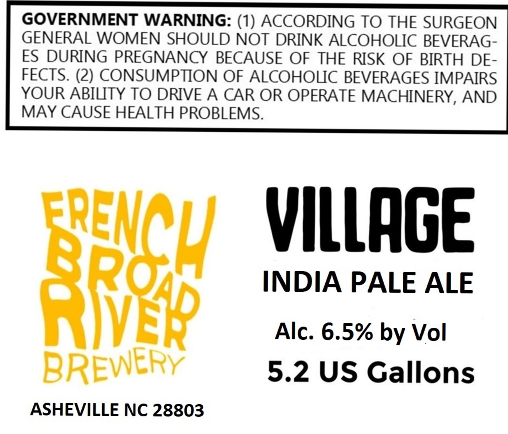 French Village India Pale Ale by French Broad River Brewery - beer label
