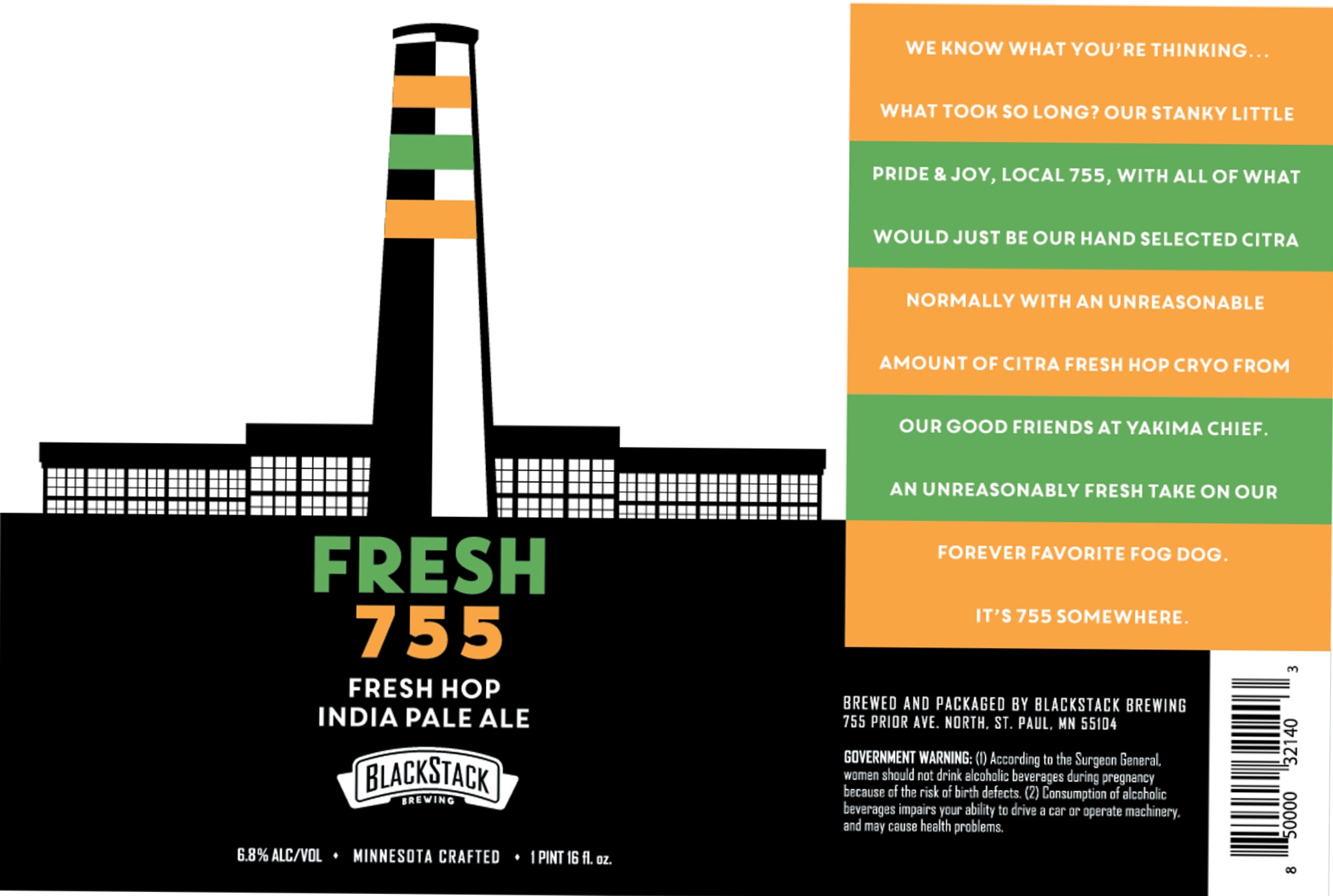 Fresh 755 India Pale Ale by Blackstack Brewing - beer label