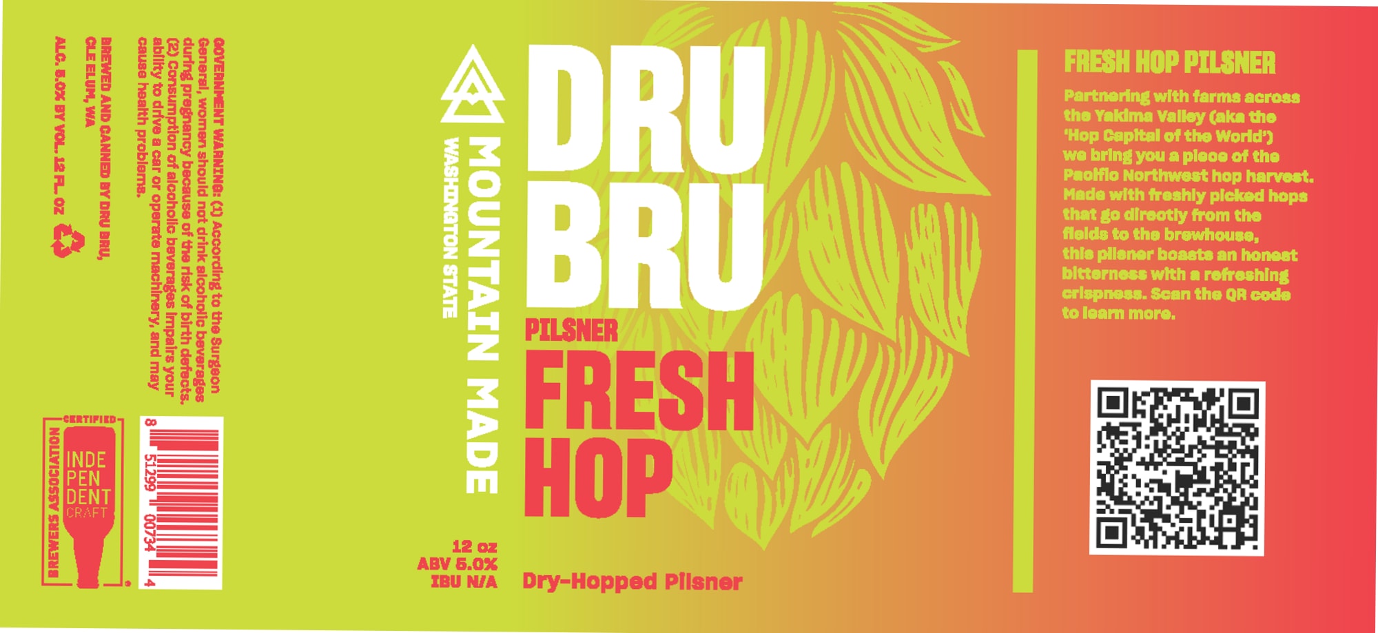 Fresh Hop Pilsner by Mountain Bru - beer label