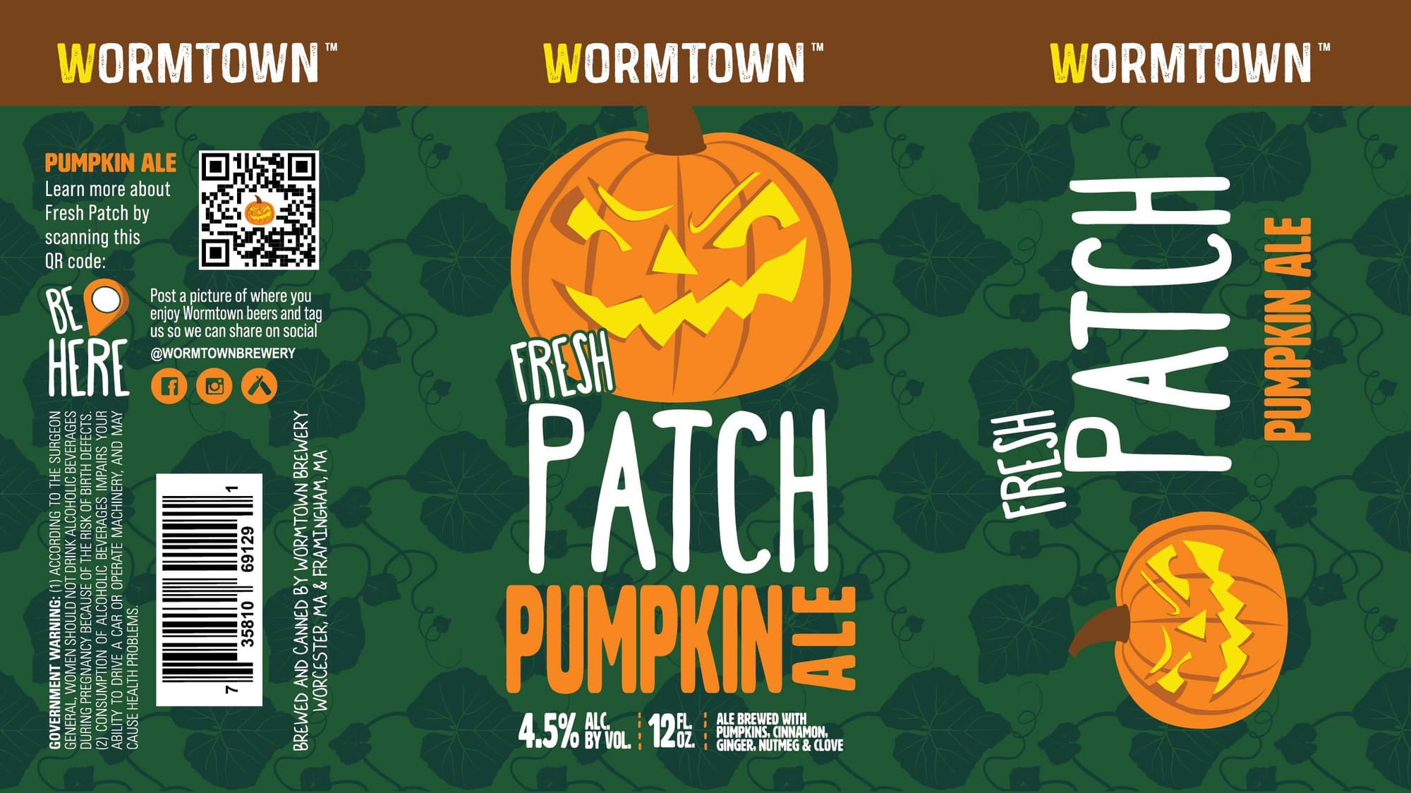 Fresh Patch Pumpkin Ale by Wormtown Brewery - beer label