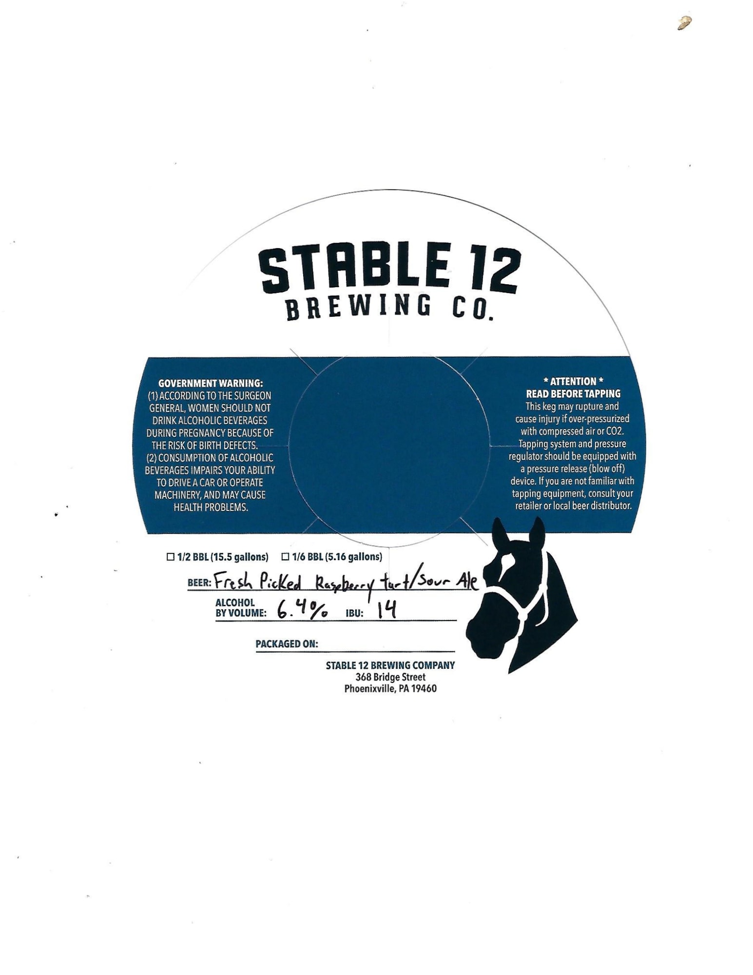 Fresh Picked Raspberry Lacto/Sour Ale by Stable 12 Brewing Co. - beer label