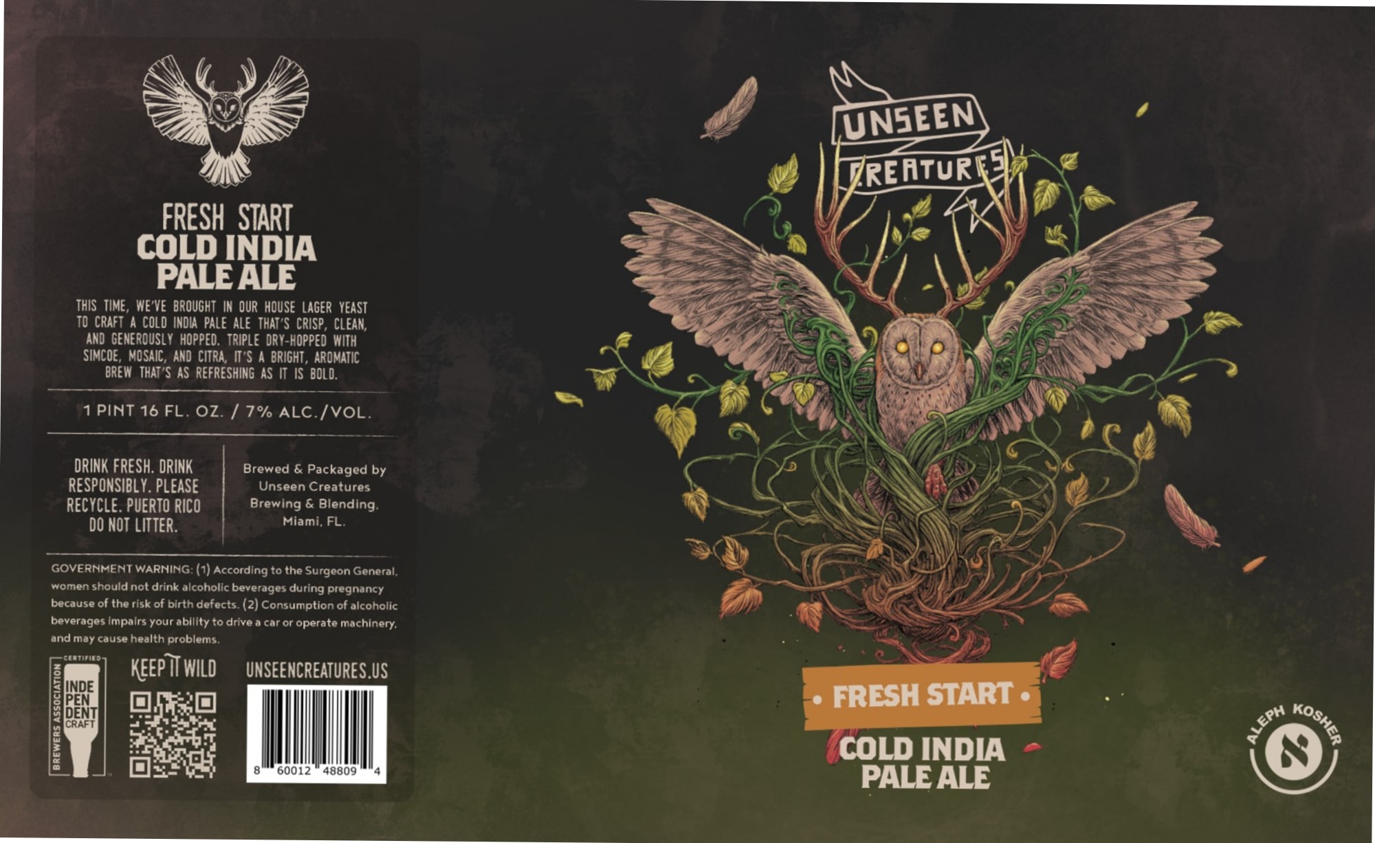 Fresh Start Cold India Pale Ale by Unseen Creatures - beer label
