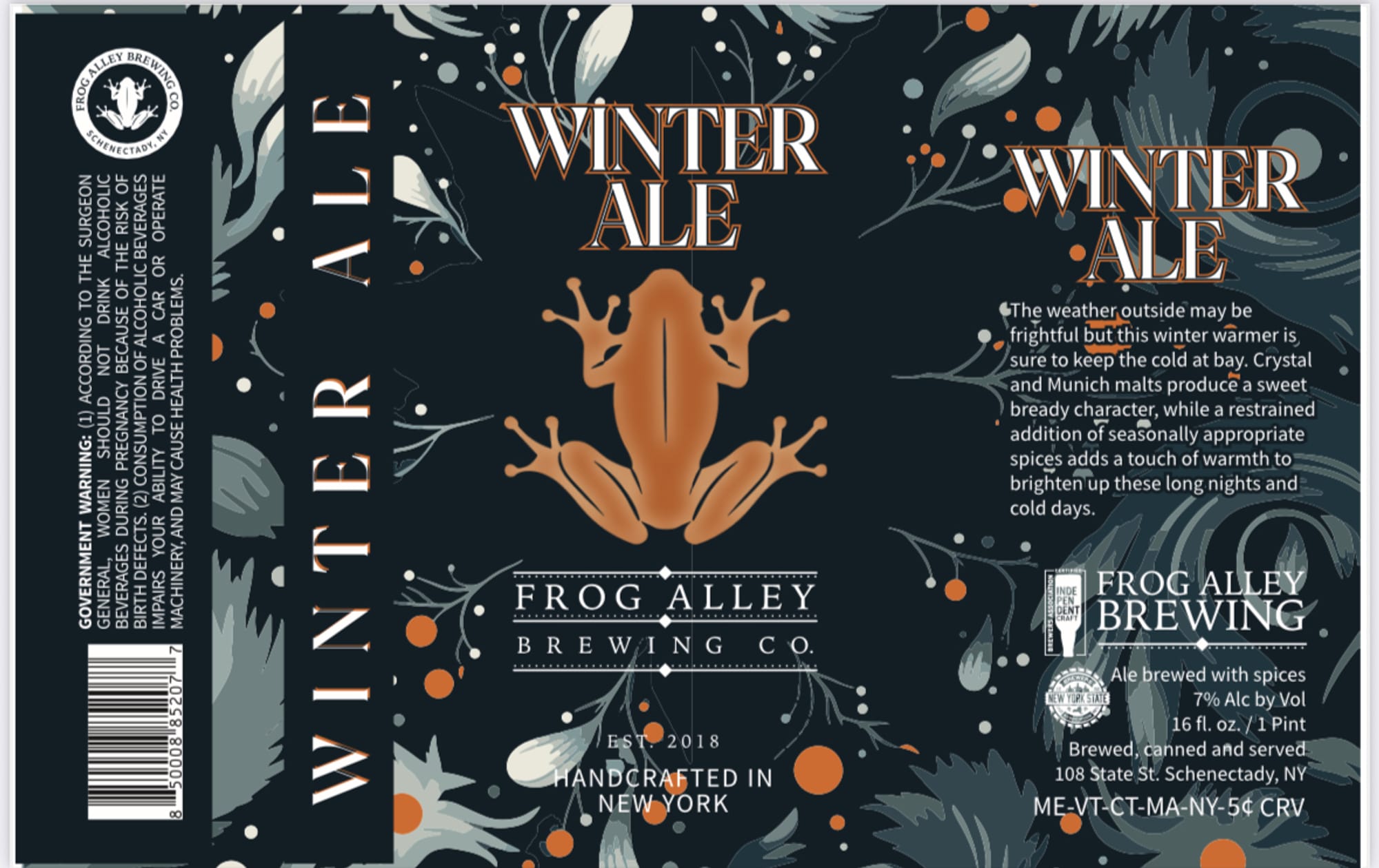Winter Ale by Frog Alley Brewing Co. - beer label