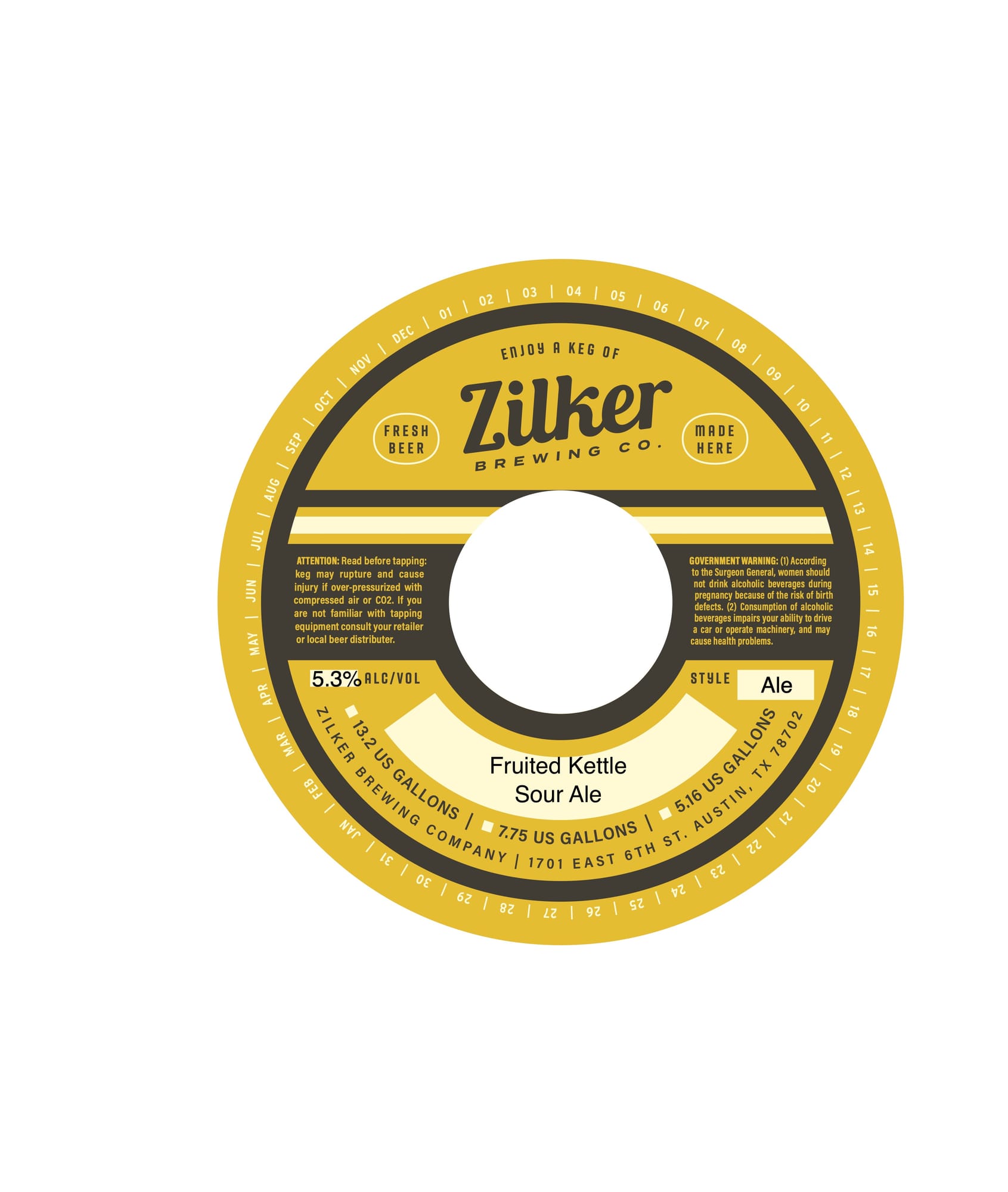 Fruited Kettle Sour Ale by Zilker Brewing Co. - beer label