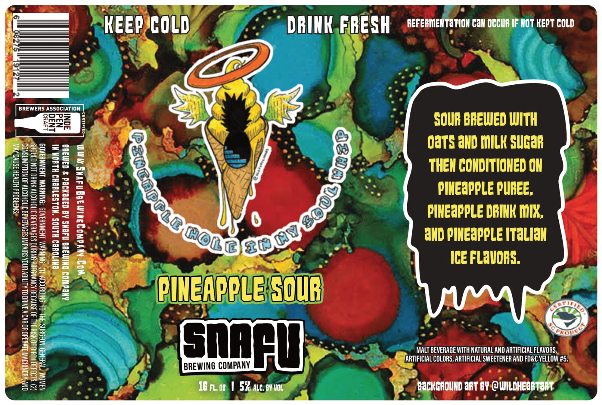 Inde Decent Pineapple Sour by Snäfu Brewing Company - beer label