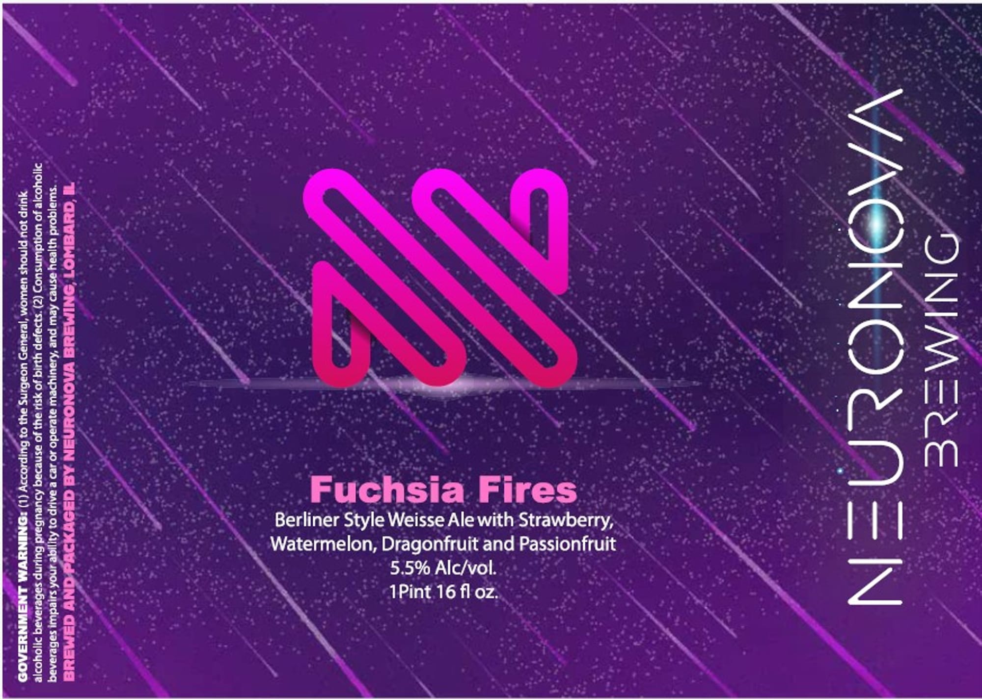 Fuchsia Fires by NeuroNova Brewing - beer label