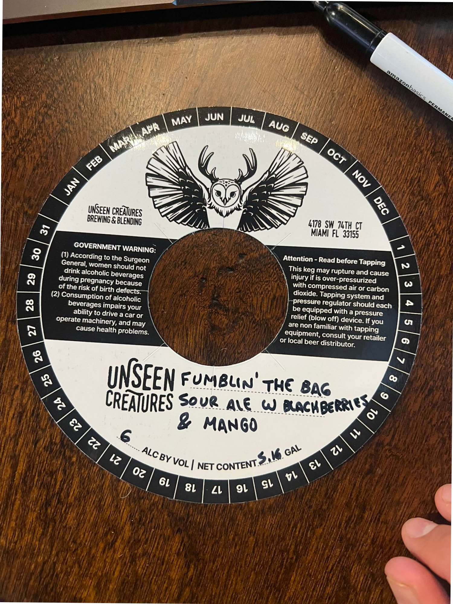 Fumbling the Bag by Unseen Creatures - beer label