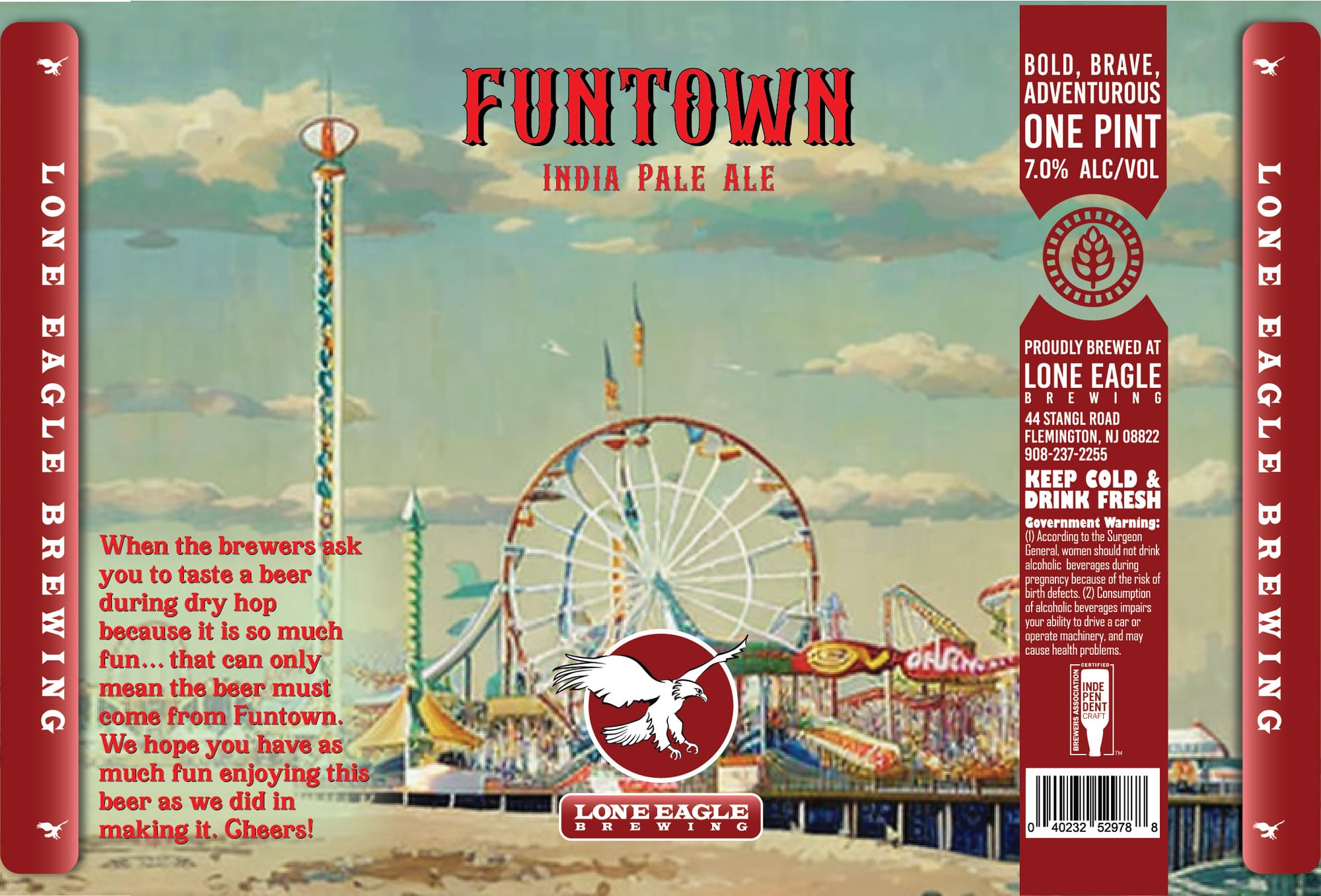 FunTown One Pint by Lone Eagle Brewing - beer label
