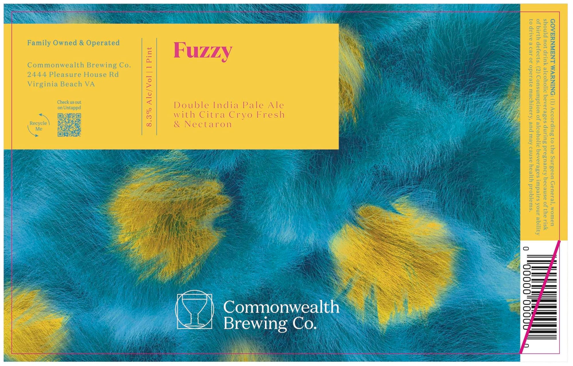 Fuzzy by Commonwealth Brewing Co. - beer label