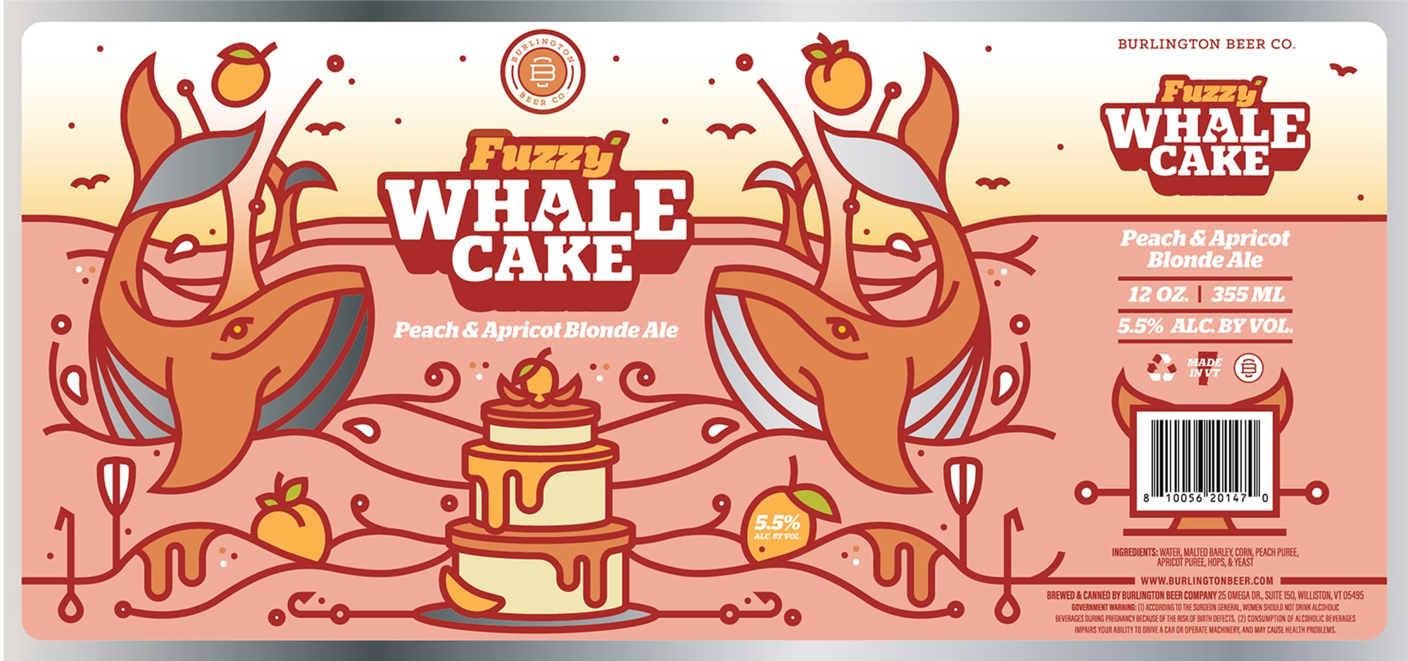 Fuzzy Whale Cake by Burlington Beer Co. - beer label