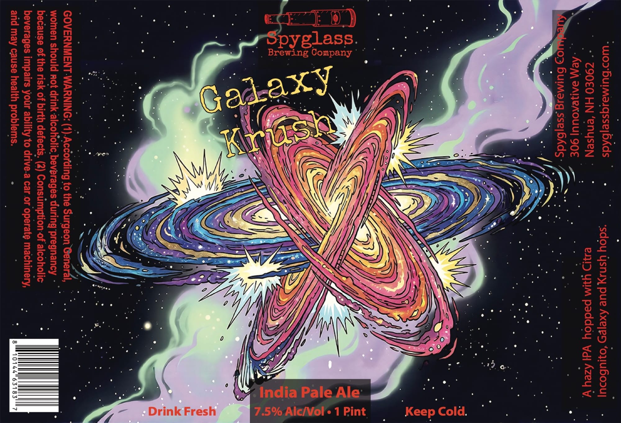 Galaxy Krush by Spyglass Brewing Company - beer label