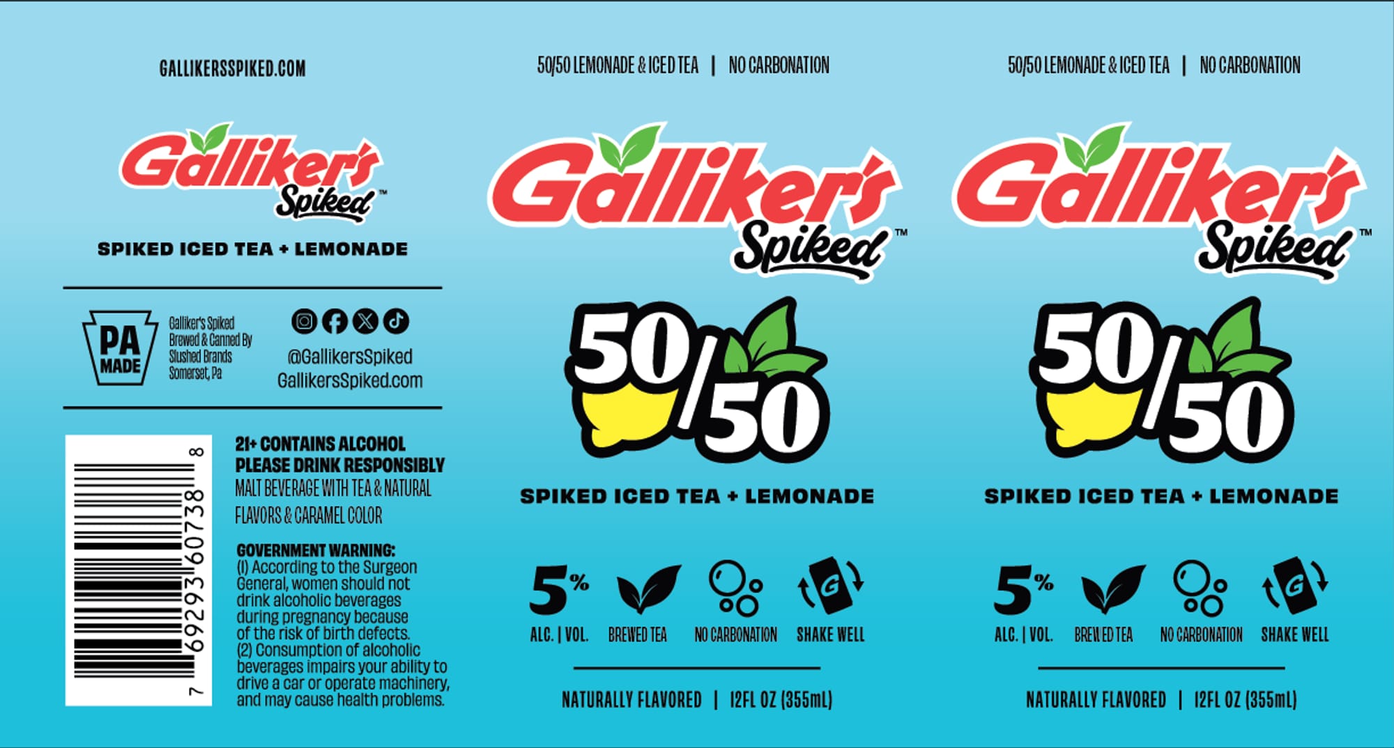 Galliker's Spiked 50/50 by Slushed Brands - beer label