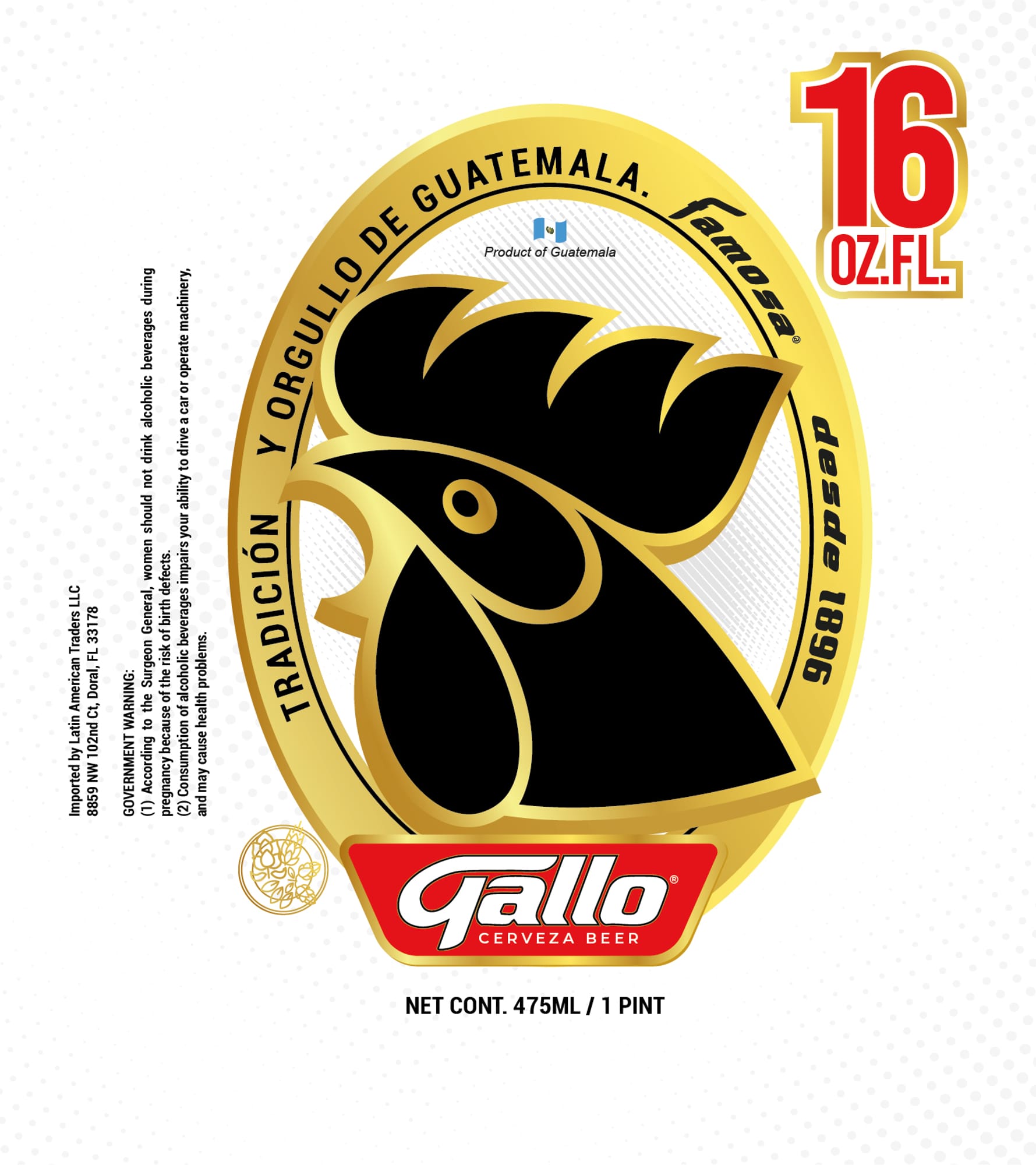 Gallo Cerveza Beer by Cervecería Gallo - beer label