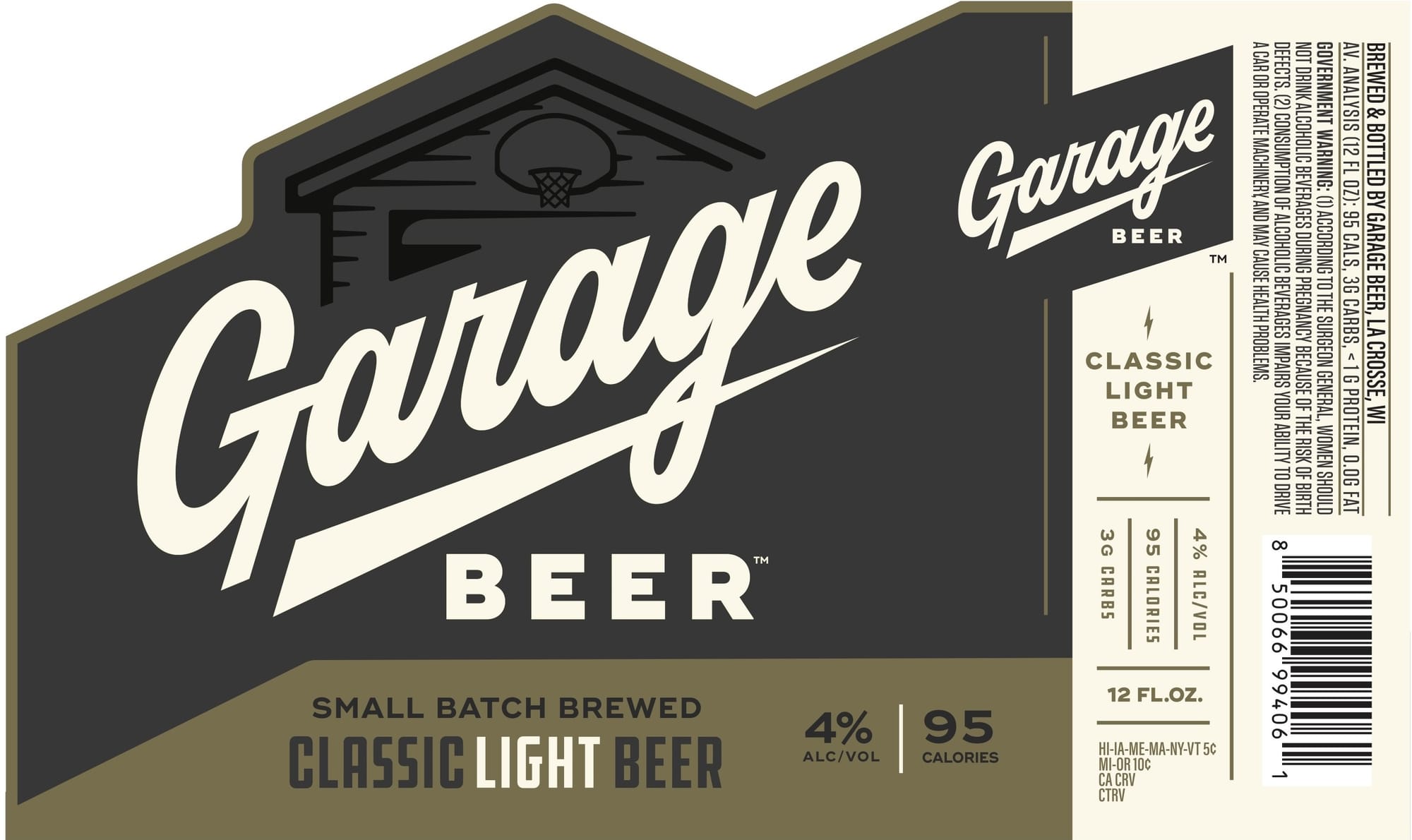 Classic Light Beer by Garage Beer - beer label