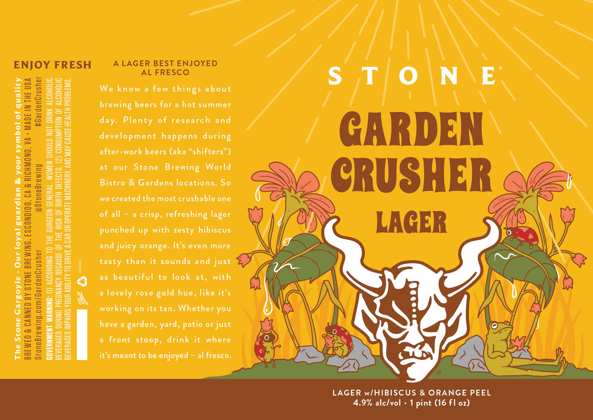 Garden Crusher Lager by Stone Brewing - beer label