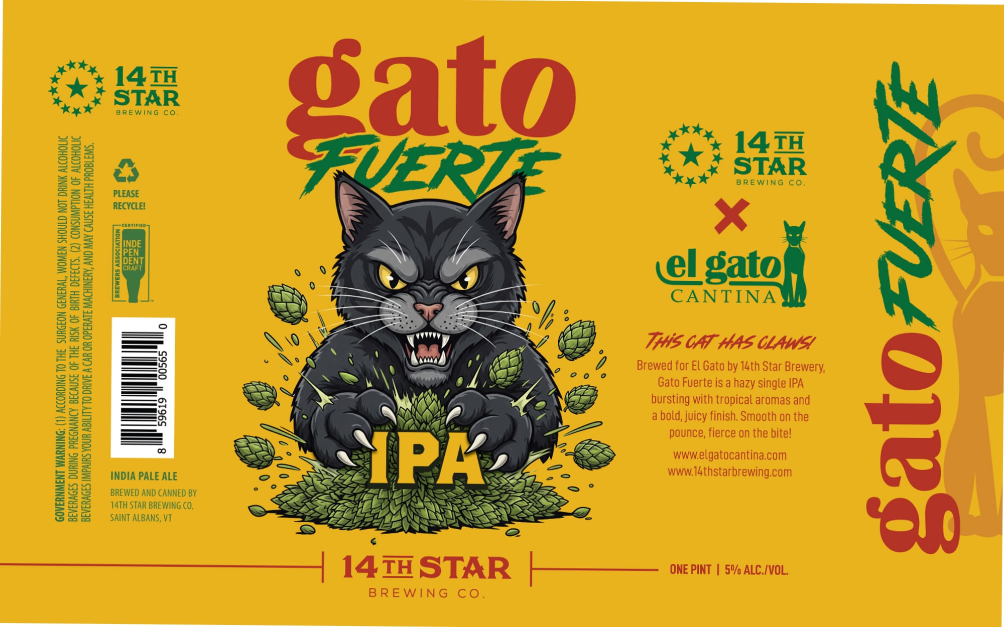 Gato Fuerte by 14th Star Brewing Co. - beer label