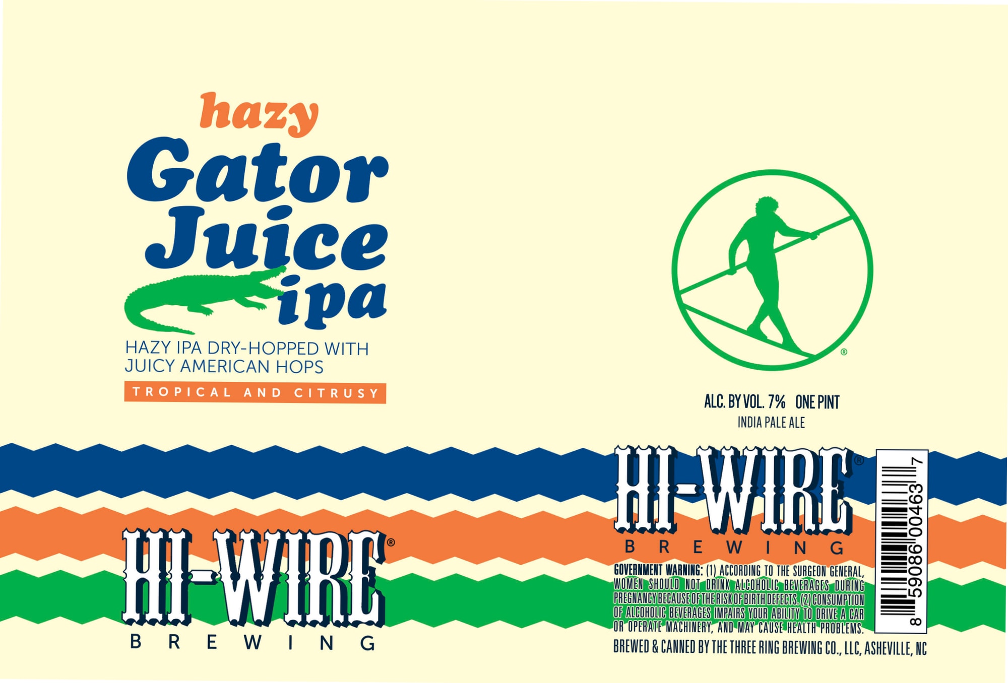 Gator Juice IPA by Hi-Wire Brewing - beer label