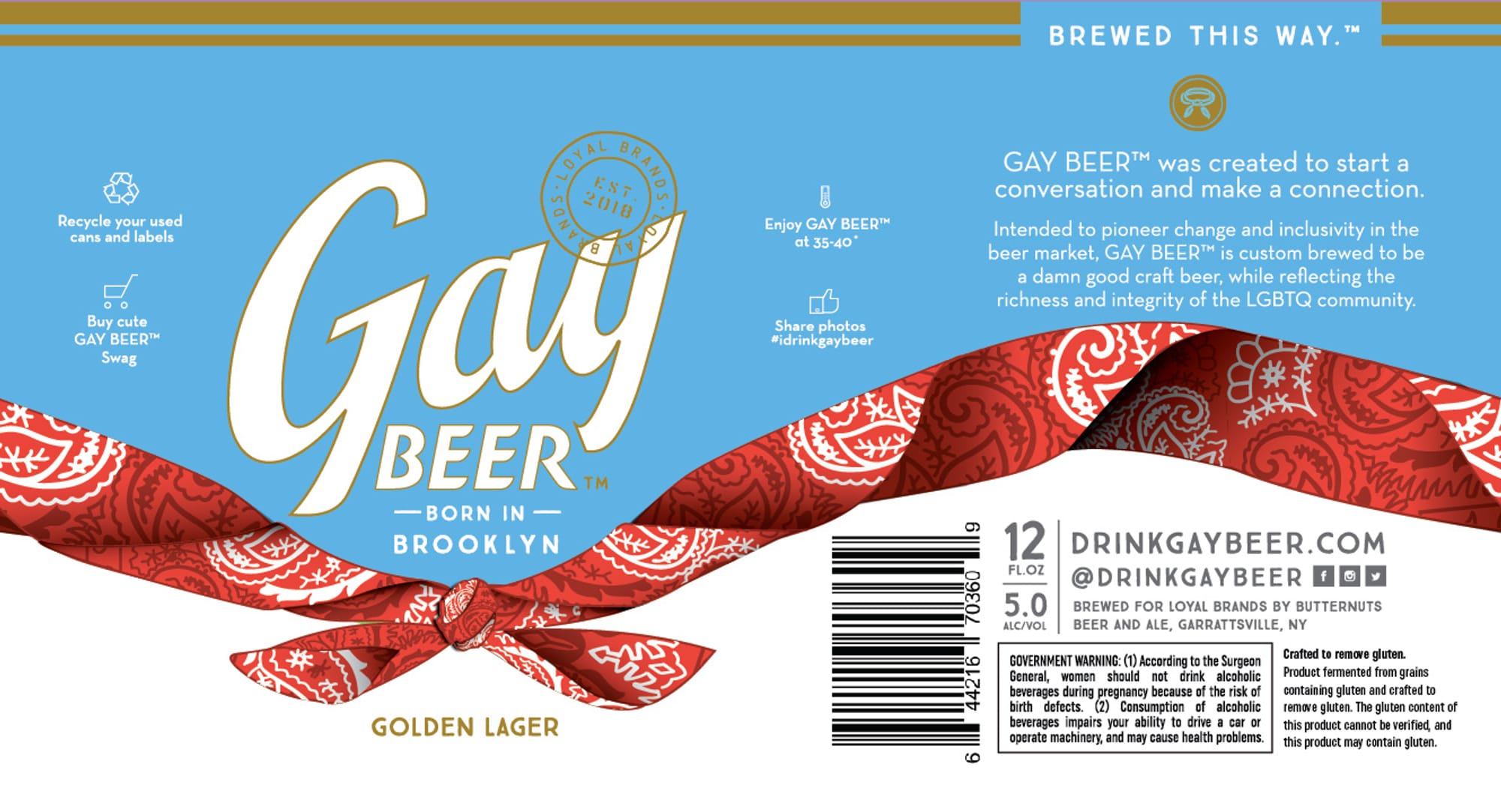 Gay Beer™ by Butternuts Beer & Ale - beer label
