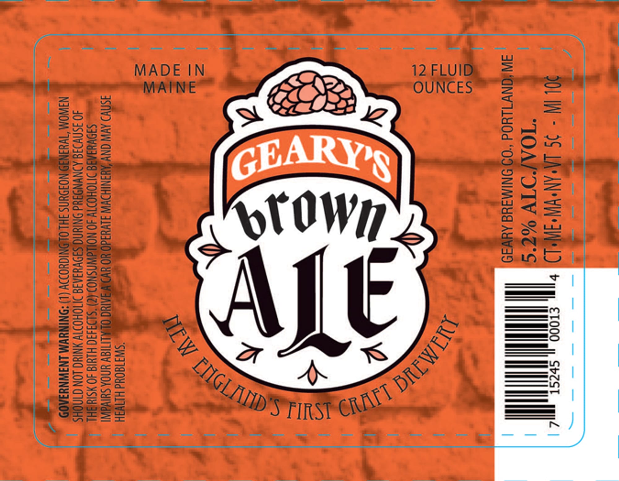 Geary's Brown Ale by Geary Brewing Co. - beer label