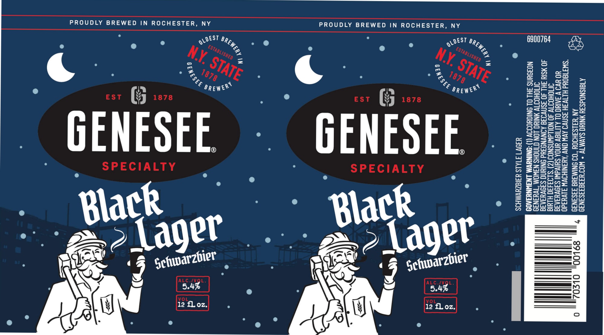 Black Lager by Genesee Brewery - beer label
