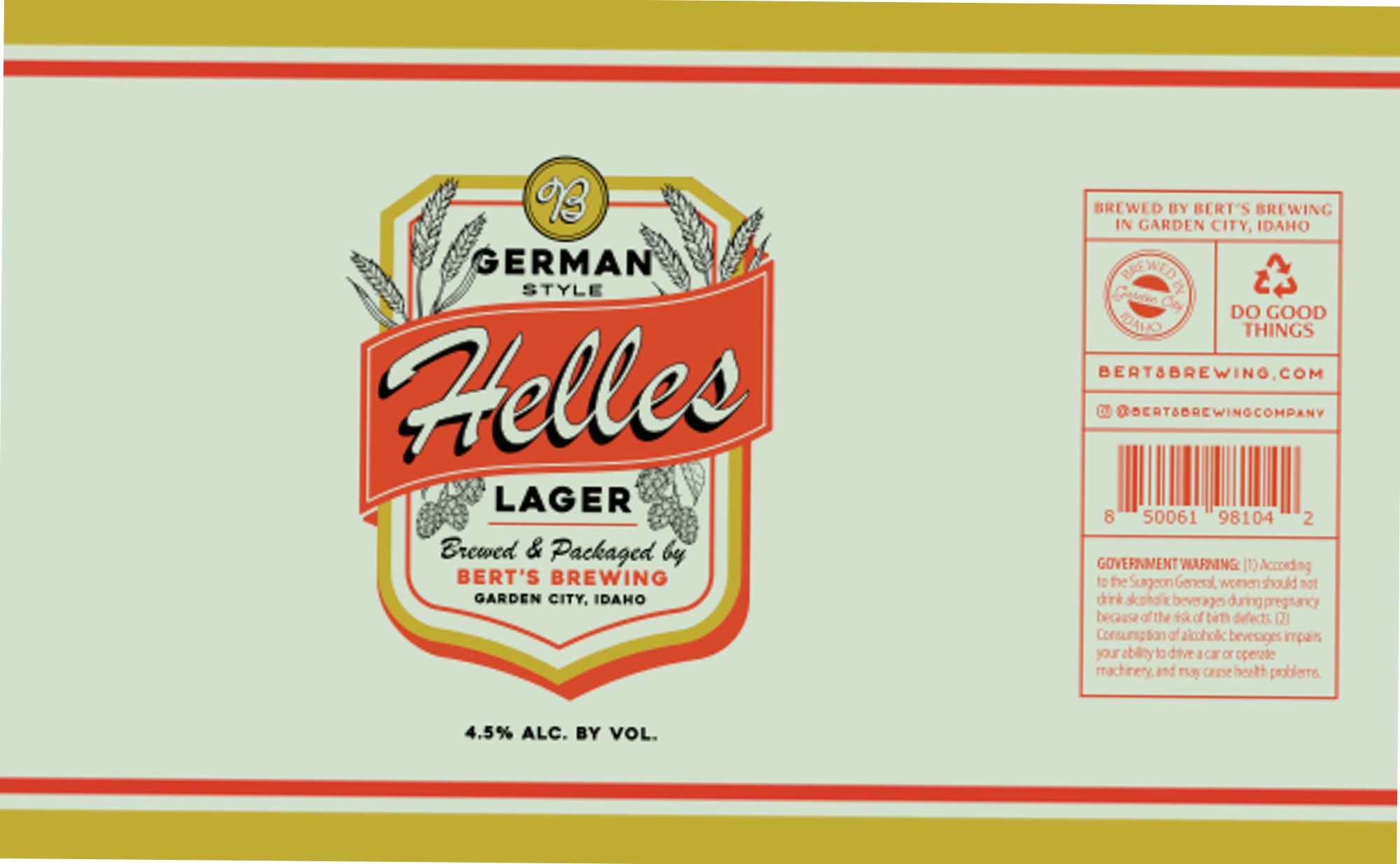 German Helles Lager by Bert’s Brewing Company - beer label