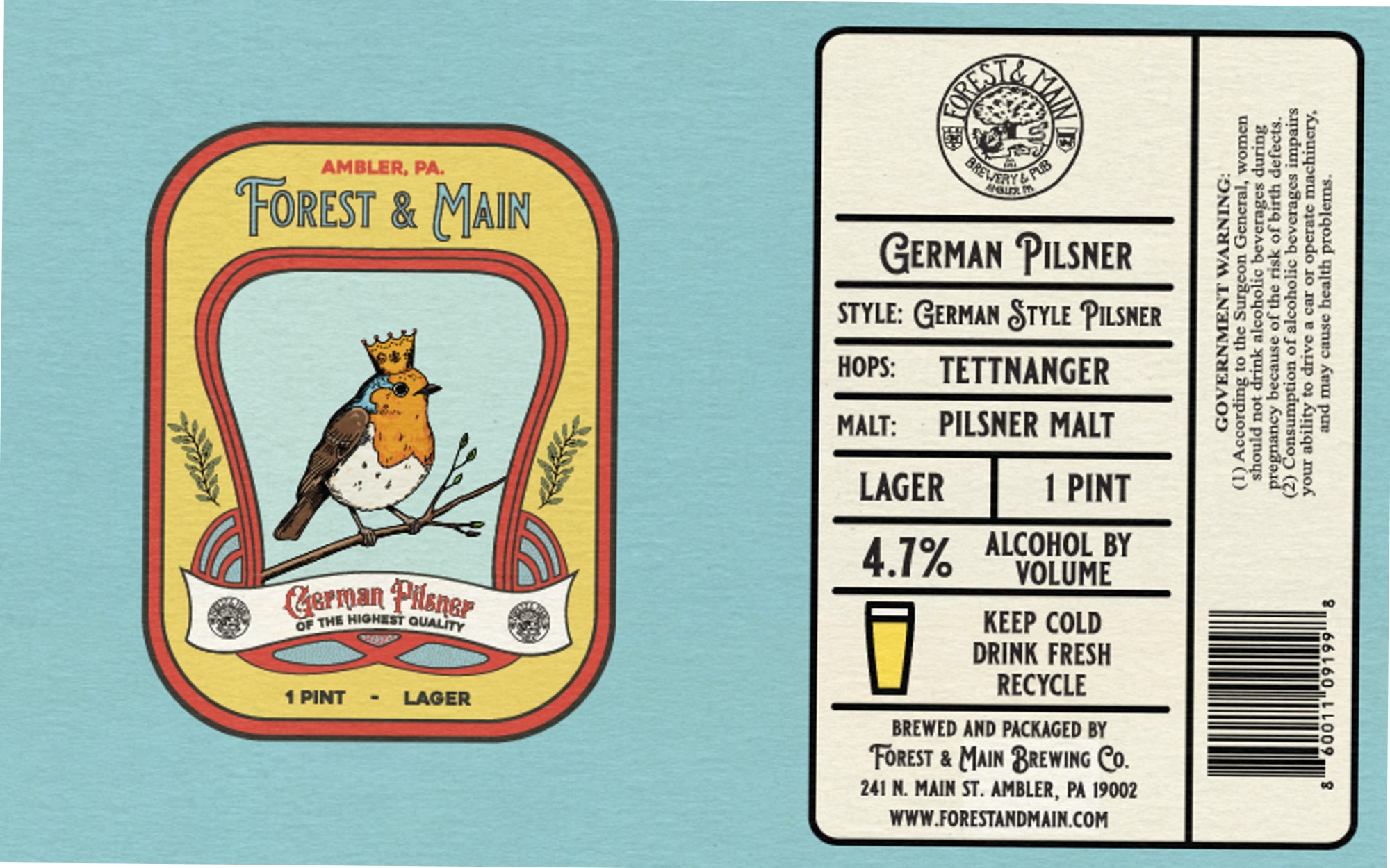 German Pilsner by Forest & Main - beer label