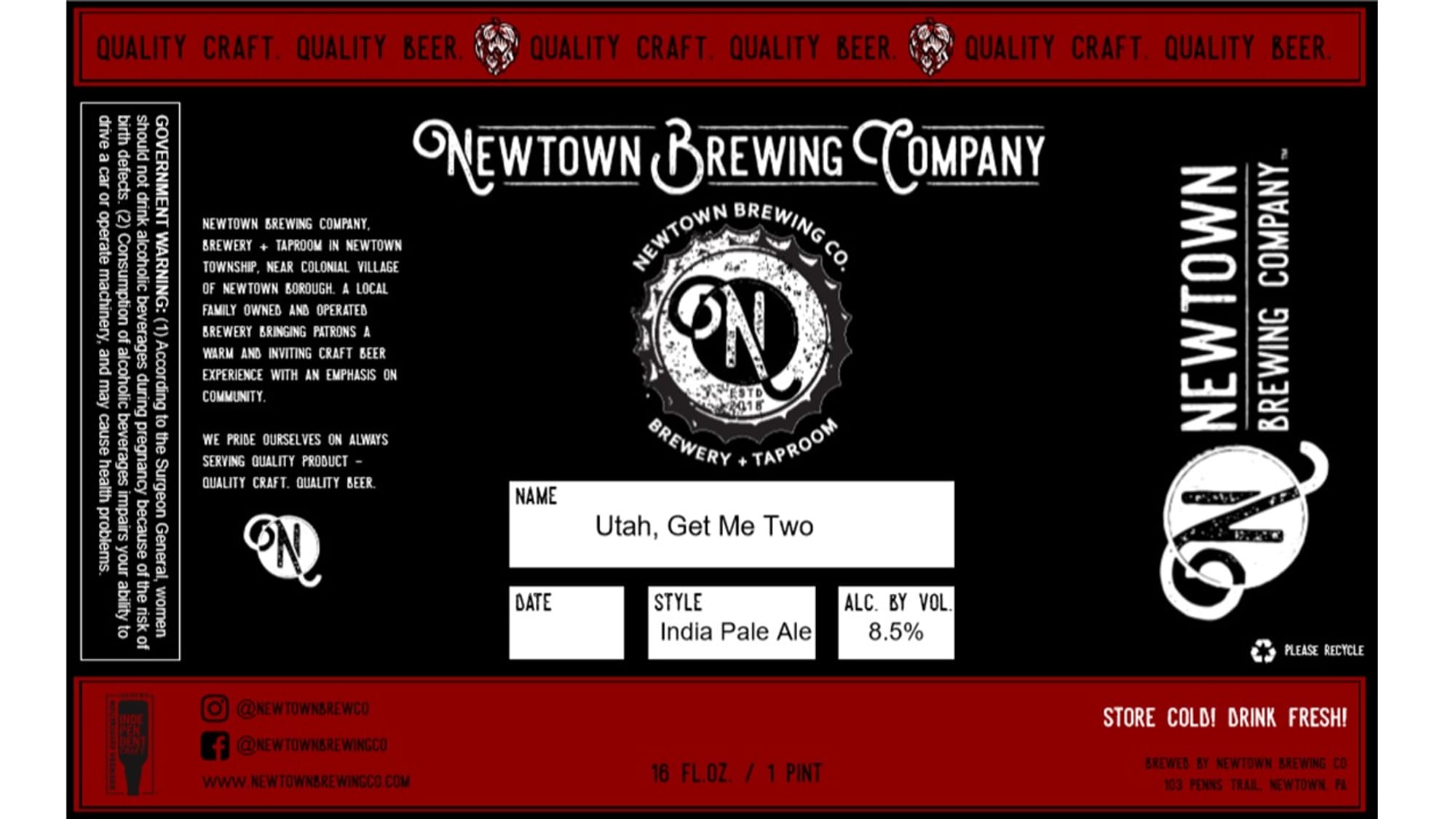 Get Me Two by Newtown Brewing Company - beer label