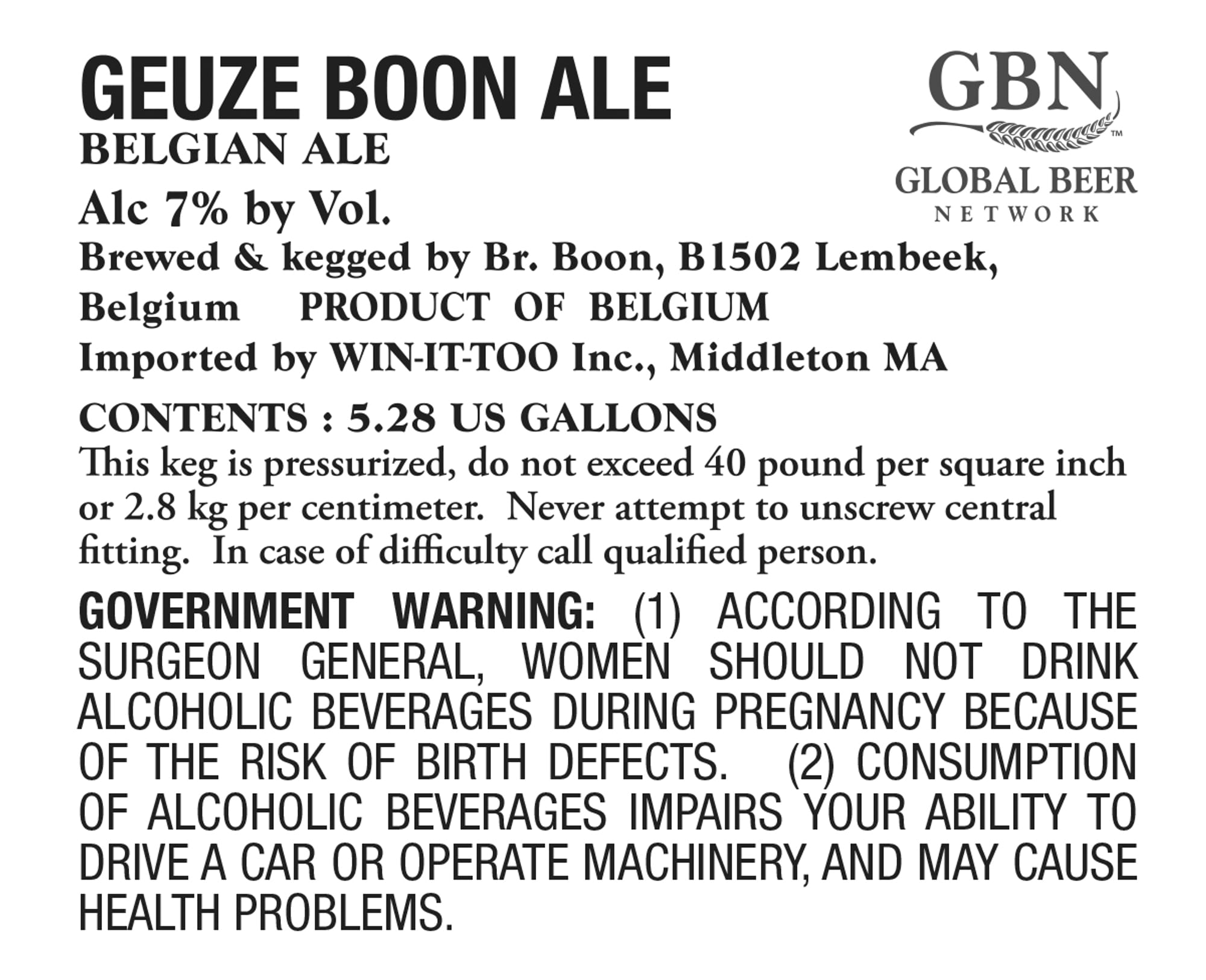 Geuze Boon Ale by Br. Boon - beer label